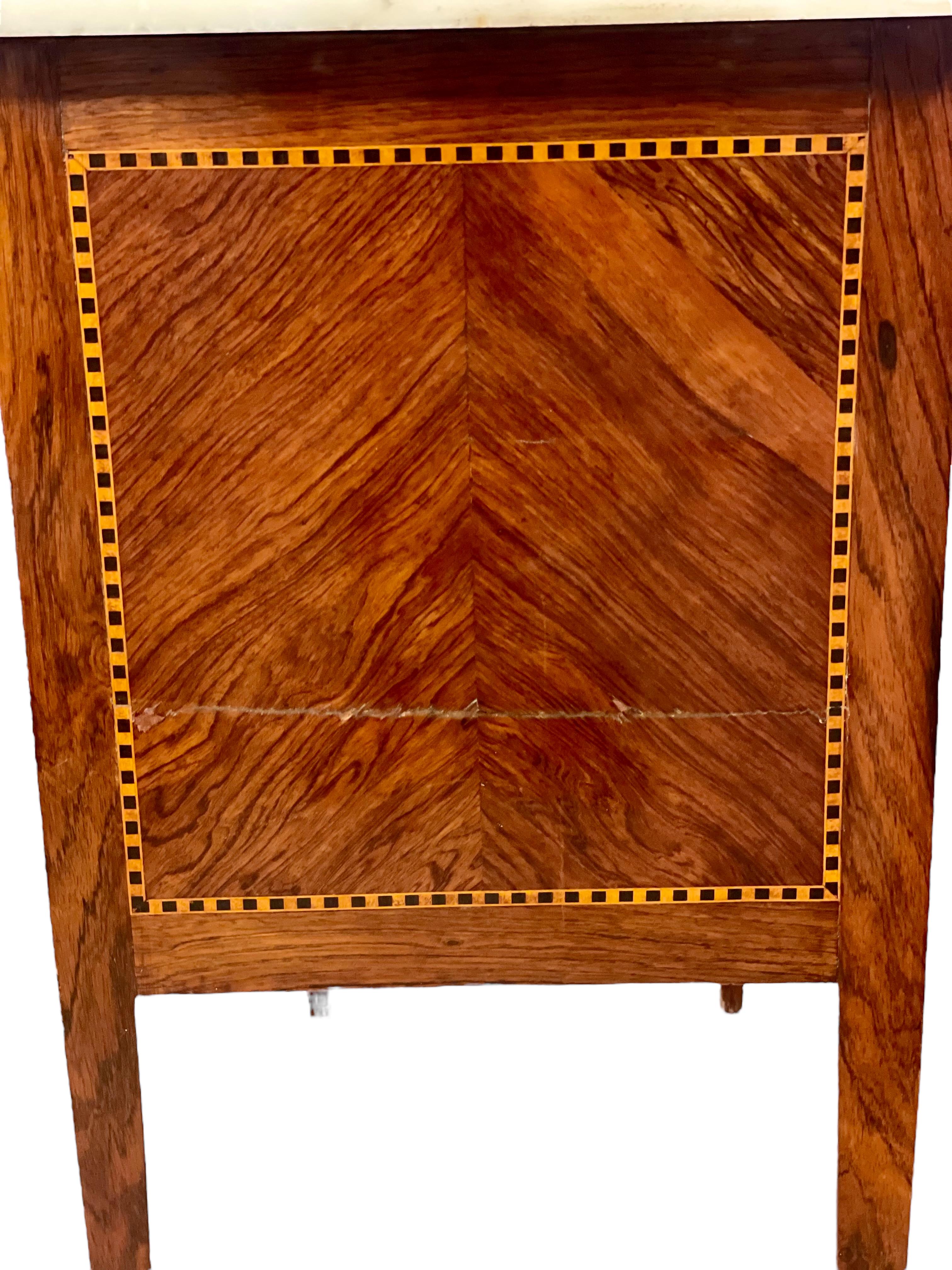 19th Century Louis XVI Marquetry Commode with Marble Top For Sale 8