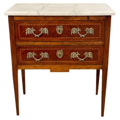 19th Century Louis XVI Marquetry Commode with Marble Top