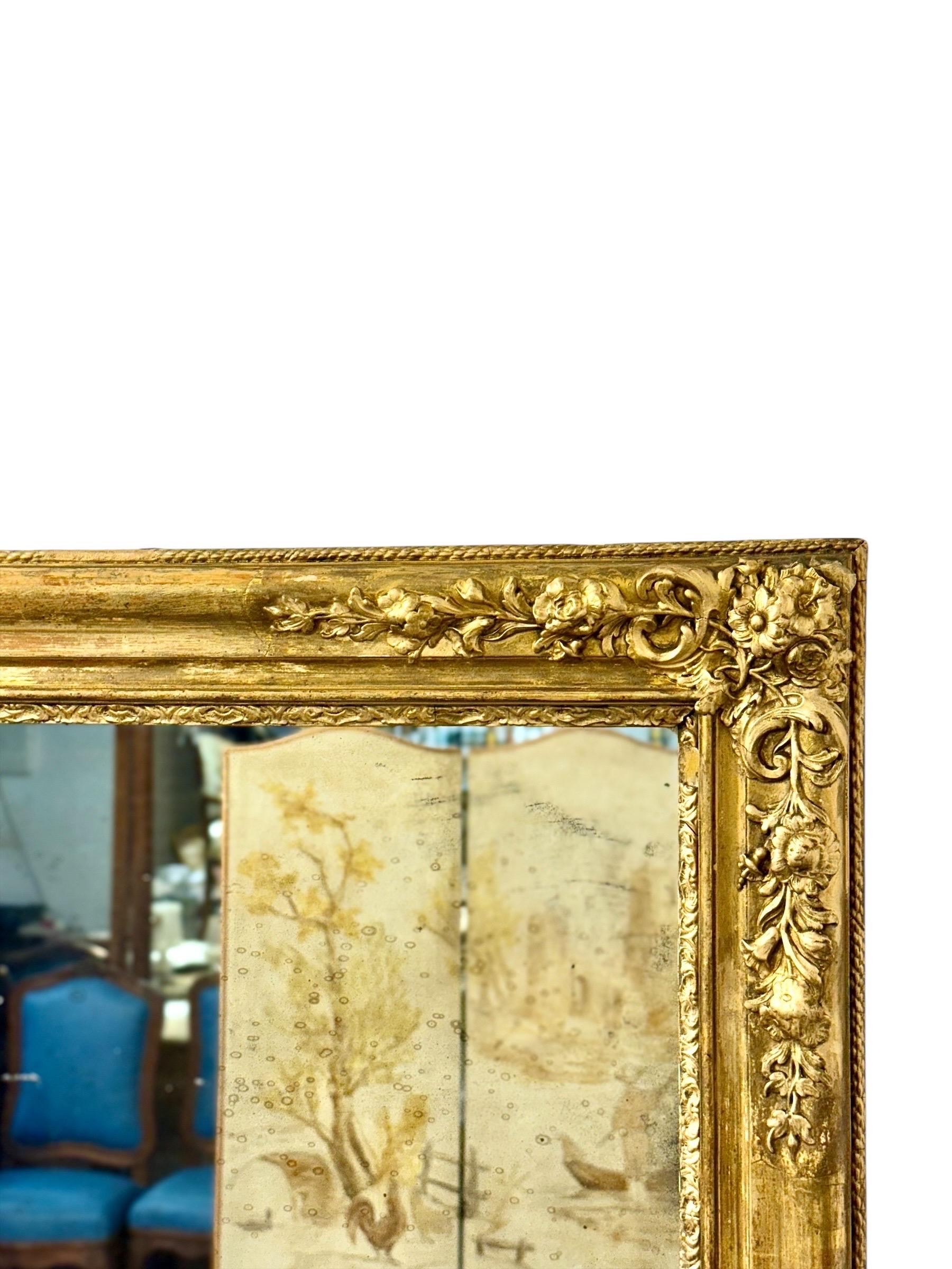 19th Century Louis XVI Neoclassical Giltwood Console Mirror For Sale 4