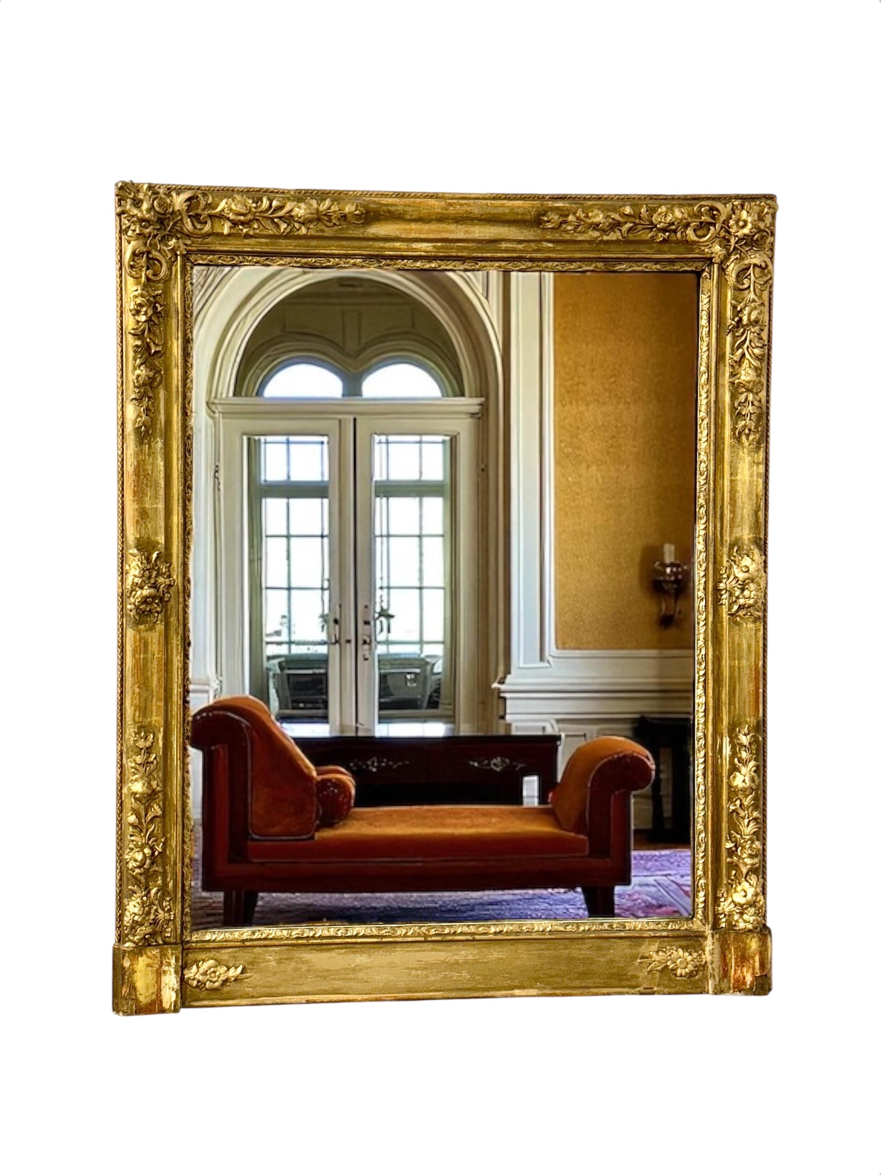 19th Century Louis XVI Neoclassical Giltwood Console Mirror For Sale 5