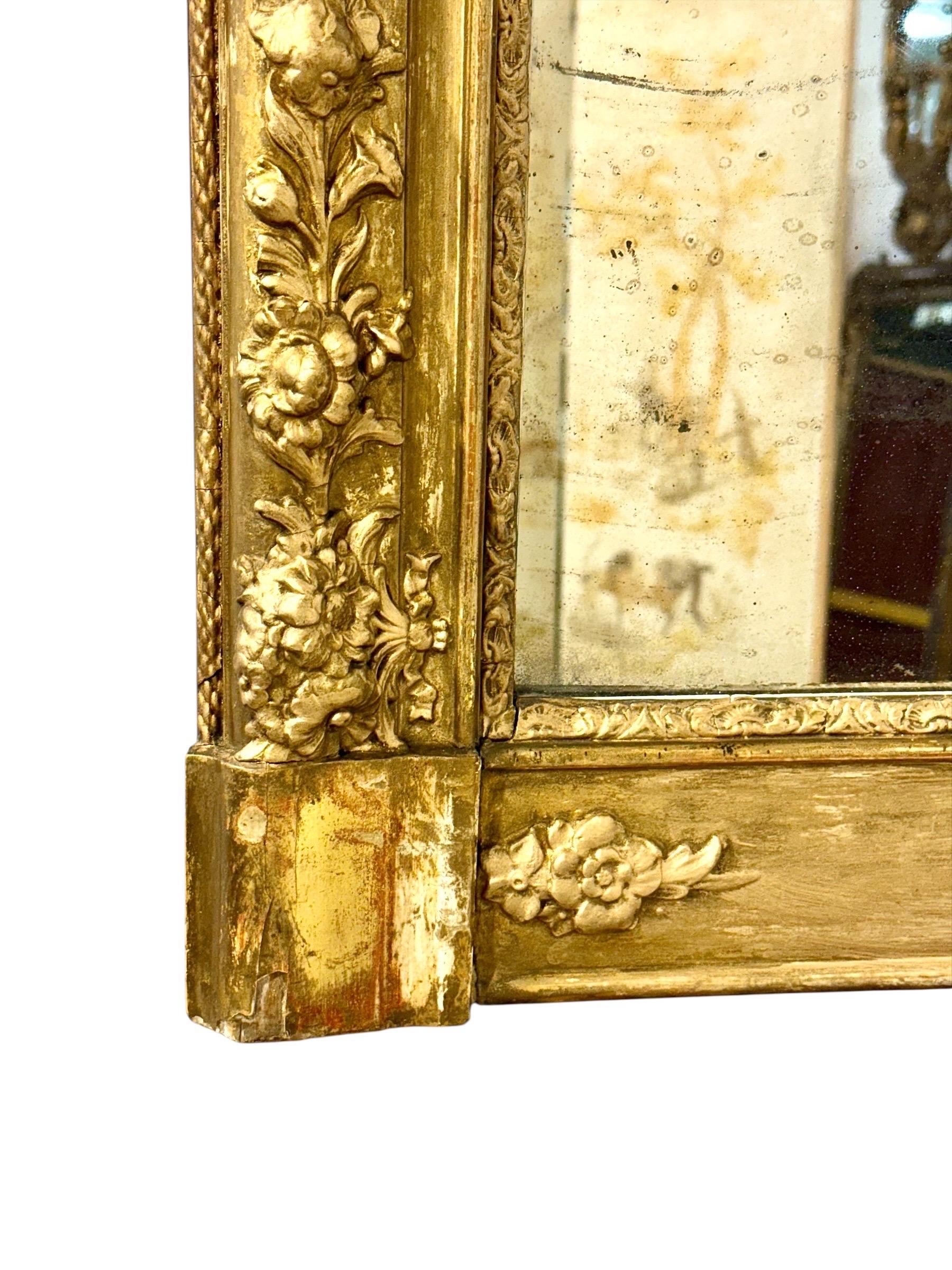 19th Century Louis XVI Neoclassical Giltwood Console Mirror For Sale 6