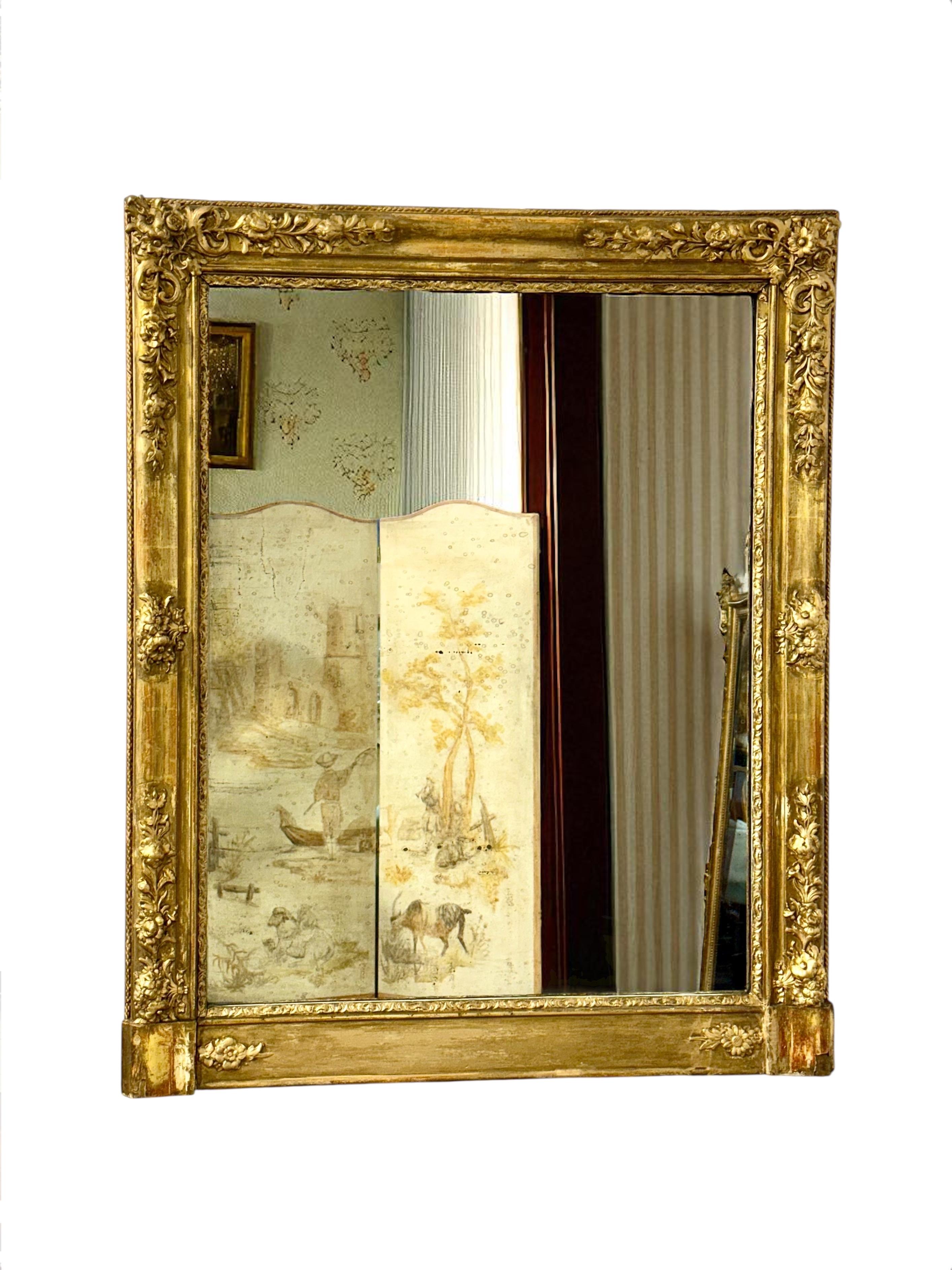 19th Century Louis XVI Neoclassical Giltwood Console Mirror For Sale 8