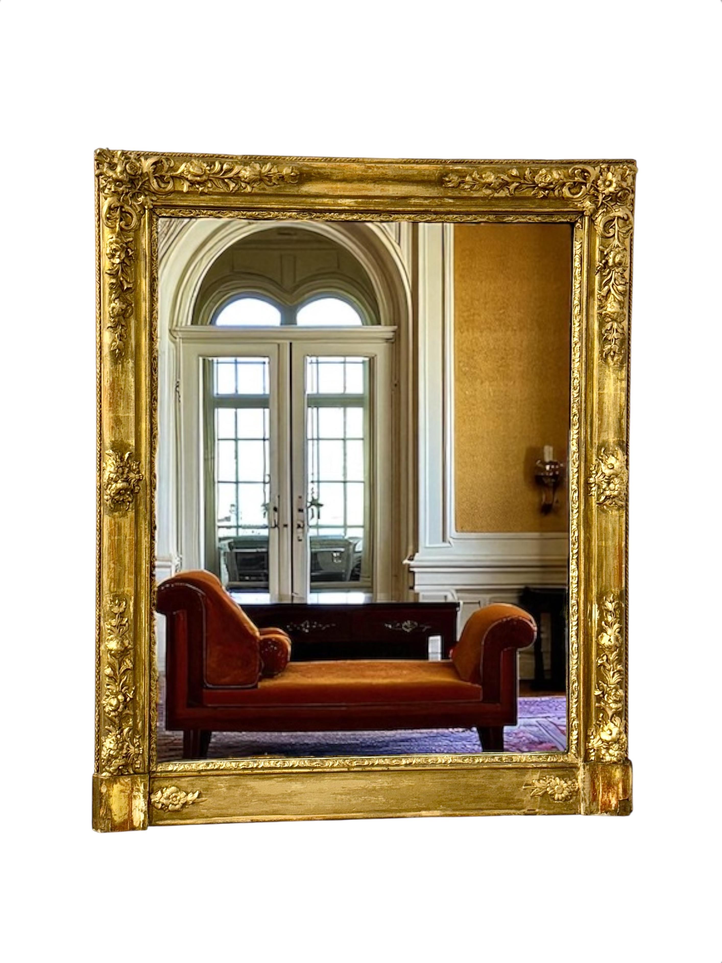 19th Century Louis XVI Neoclassical Giltwood Console Mirror For Sale 9