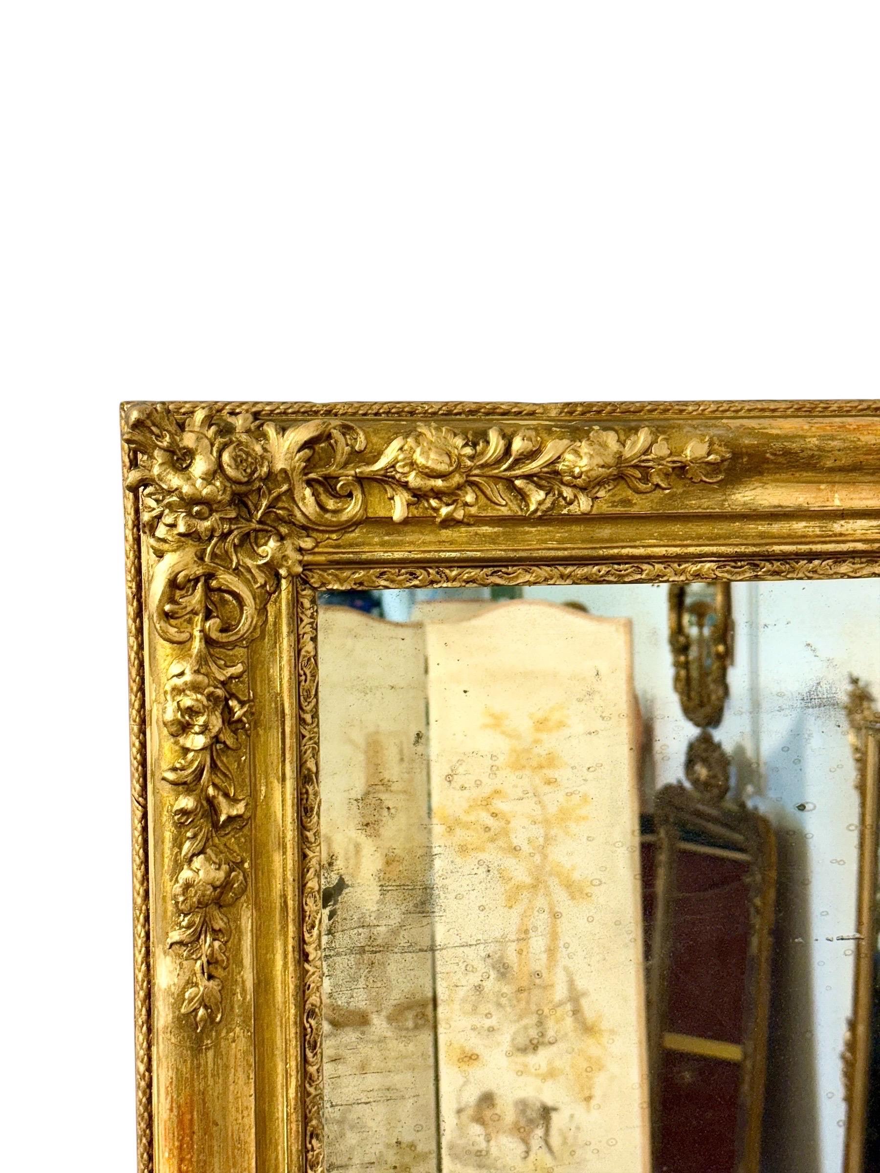 19th Century Louis XVI Neoclassical Giltwood Console Mirror For Sale 3