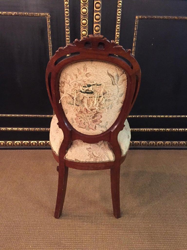 19th Century antique Louis XVI or Neo Rococo Style Chair walnut hand crafted For Sale 8