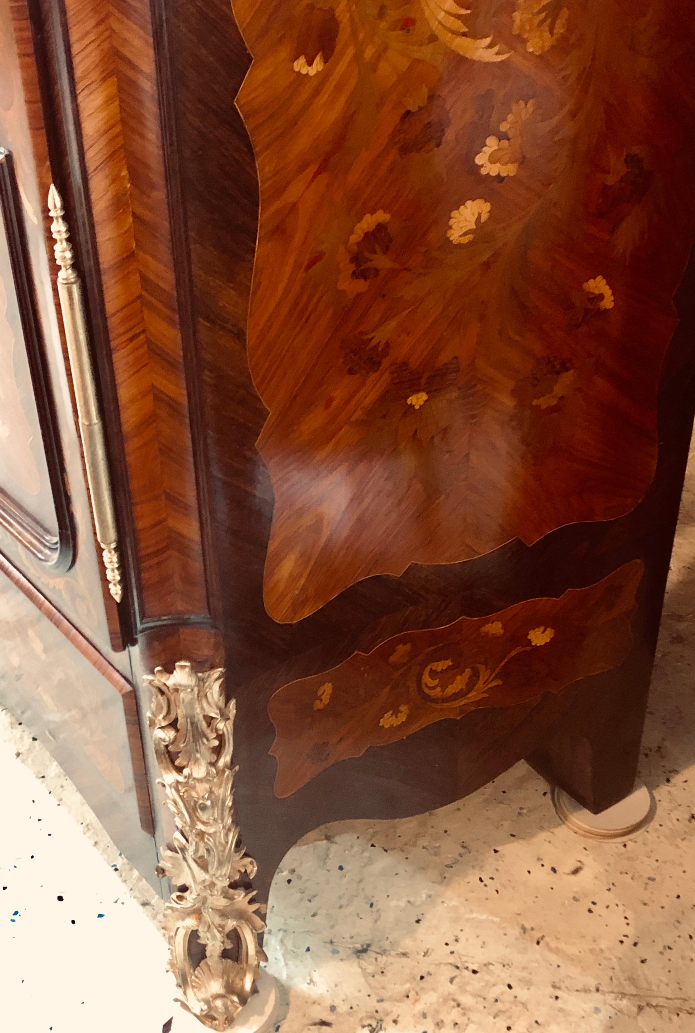 Ormolu Mounted Marquetry Armoire with Mirrored Doors 5