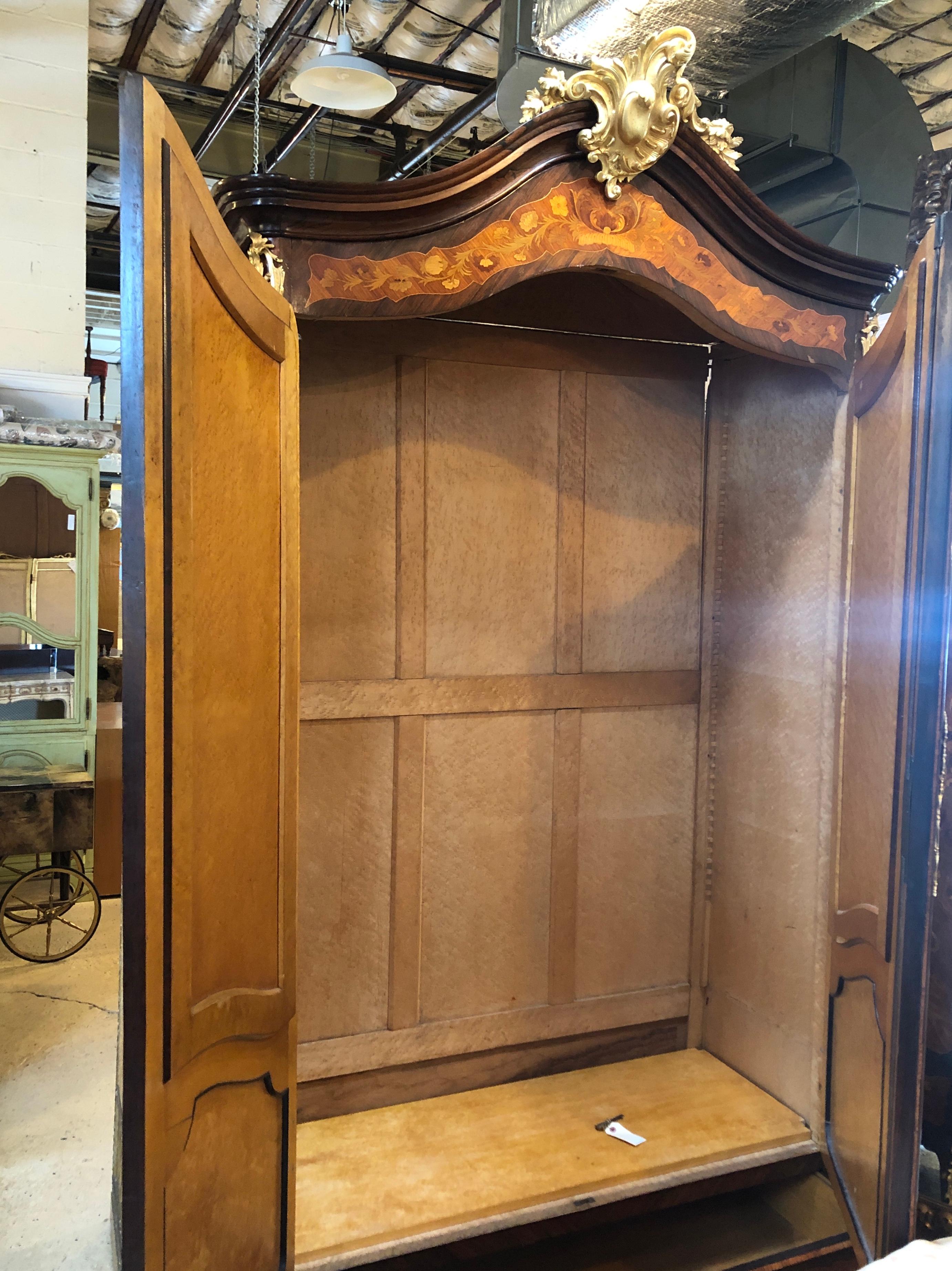 Ormolu Mounted Marquetry Armoire with Mirrored Doors 10