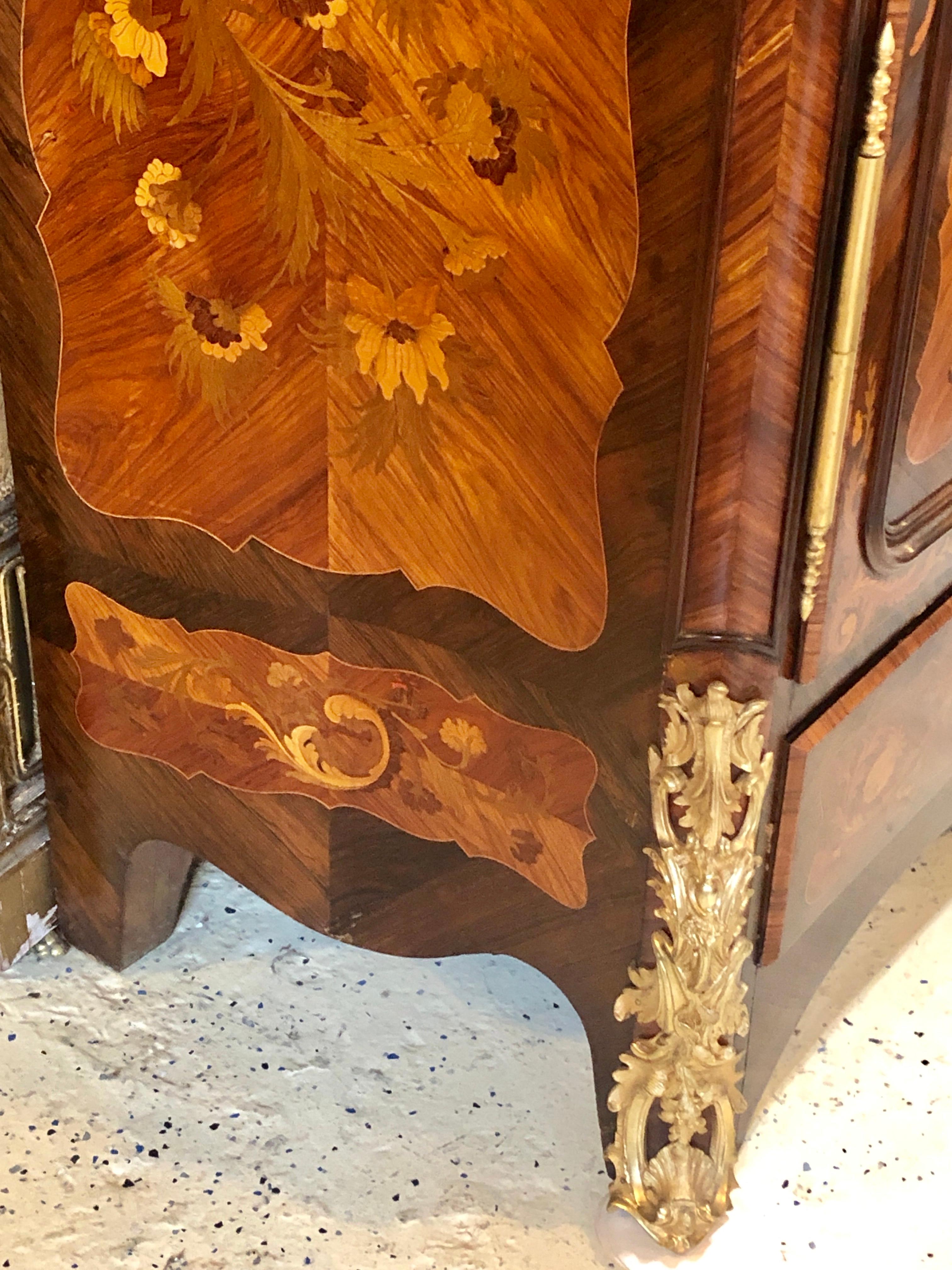 Ormolu Mounted Marquetry Armoire with Mirrored Doors 2