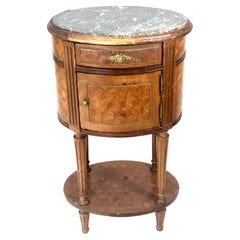 19. Jahrhundert Louis XVI Oval furnierter Beistelltisch, Frankreich