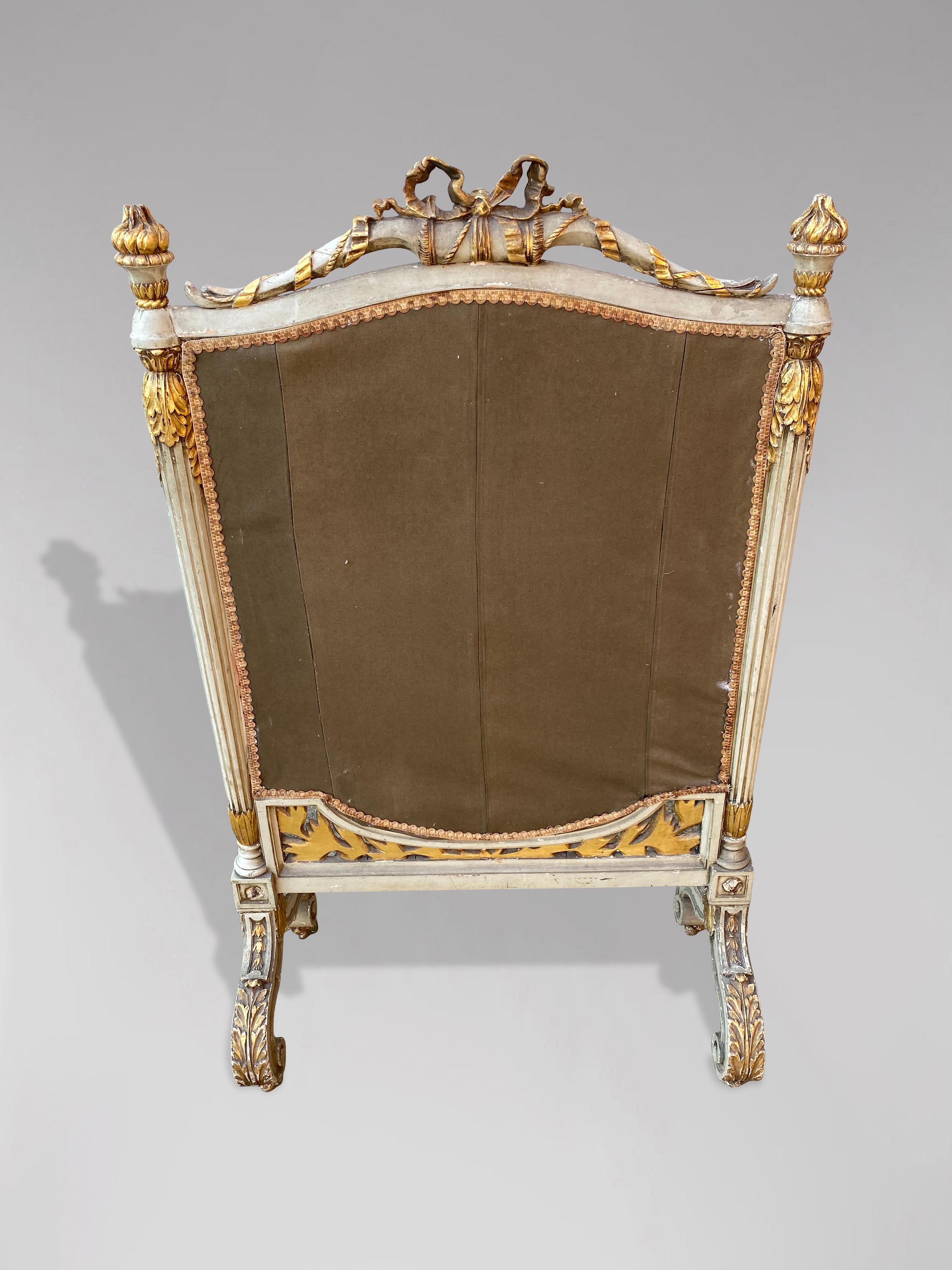 Hand-Carved 19th Century Louis XVI Painted and Gilded Fireplace Screen
