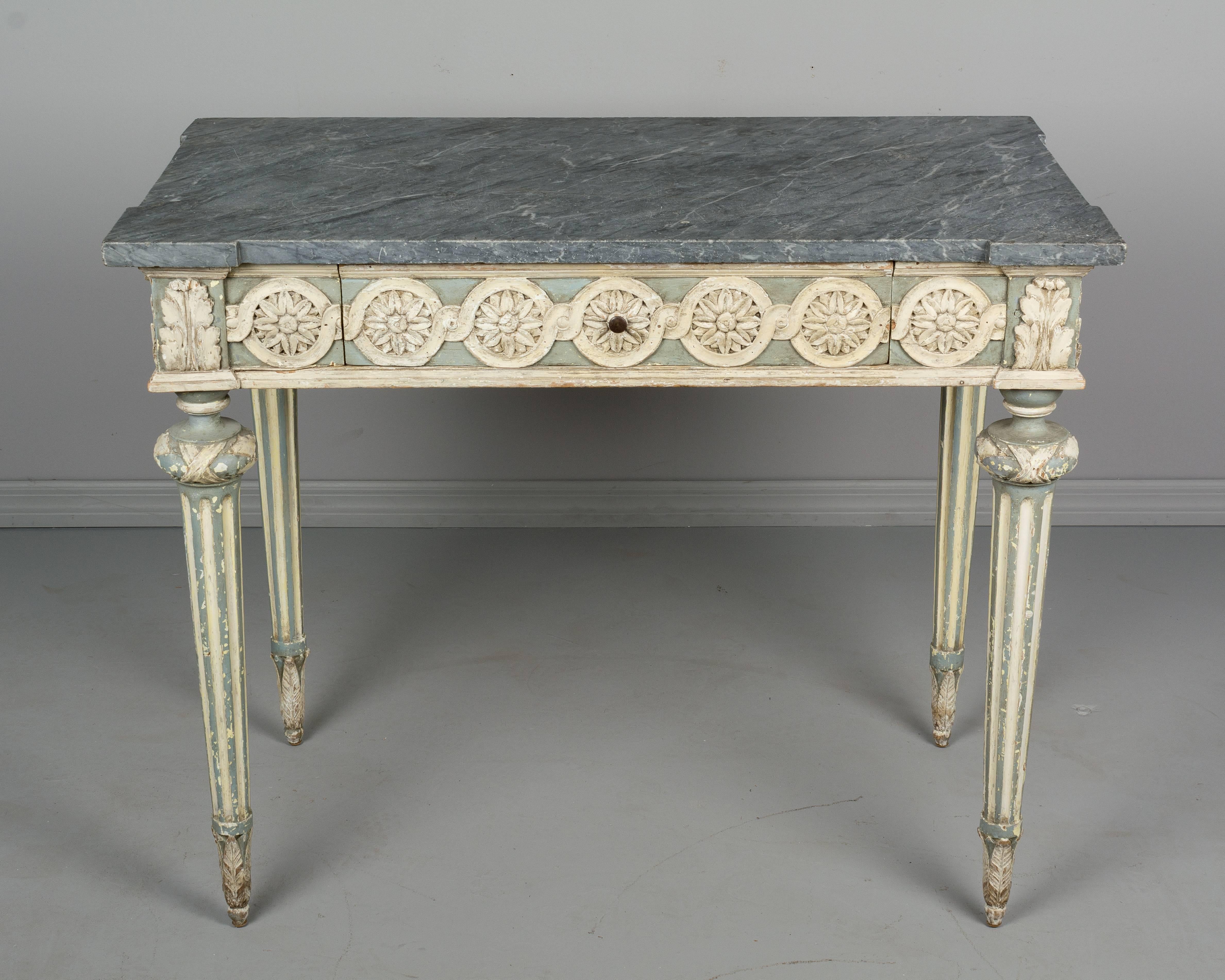 Hand-Carved 19th Century Louis XVI Painted Console