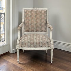 Fauteuil de Salon Louis XVI peint du 19ème siècle ~ Fauteuil