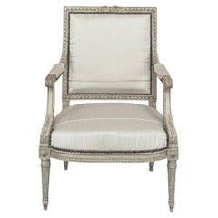 19th Century Louis XVI Painted Salon Armchair ~ Fauteuil