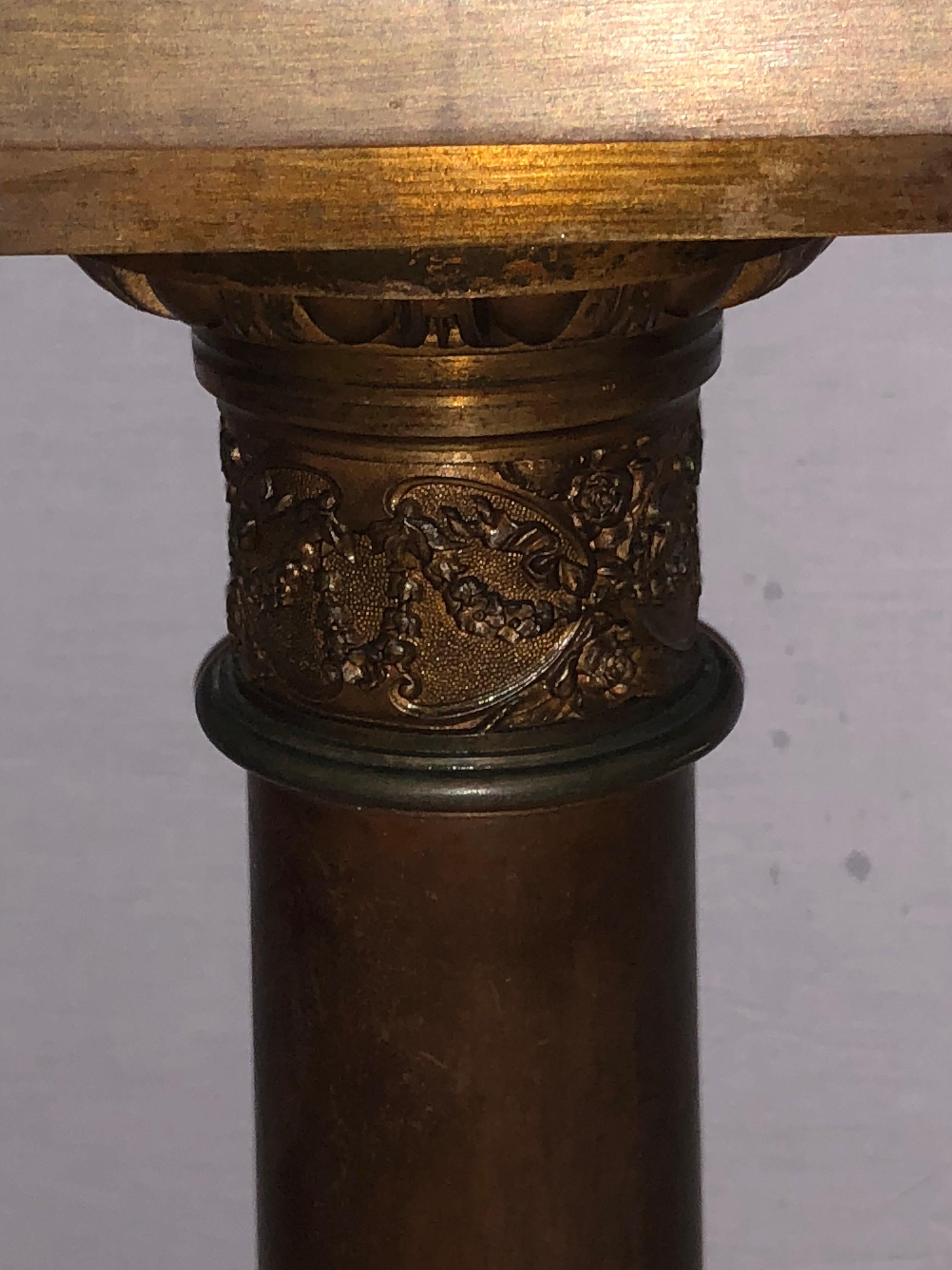 Belle Époque 19th Century Louis XVI Patinated Bronze Corinthian Column Pedestal