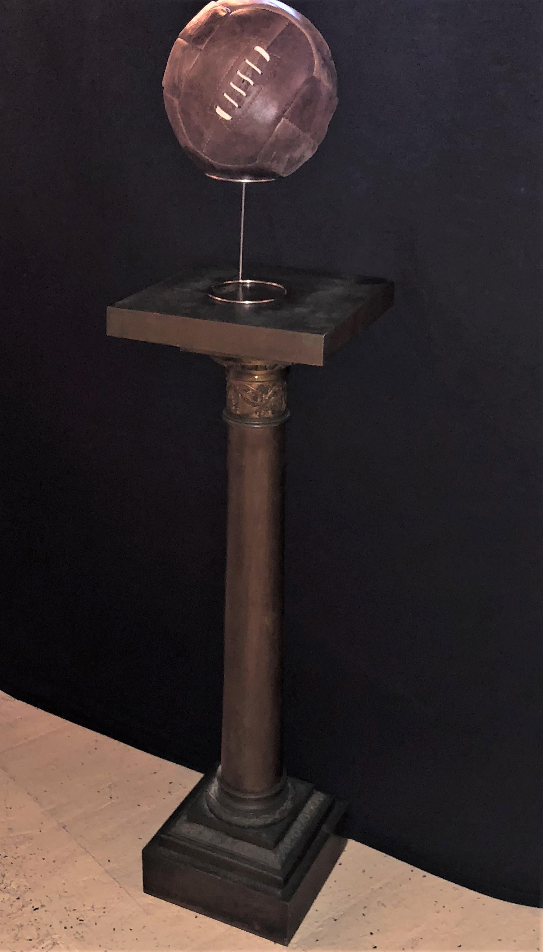 19th Century Louis XVI Patinated Bronze Corinthian Column Pedestal 1