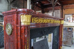 19th Century Louis XVI Red Griotte Marble Mantel with Gild Bronze Ornements