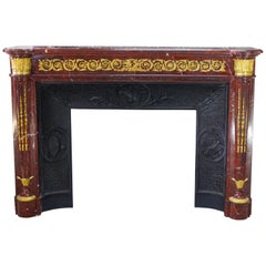 19th Century Louis XVI Red Griotte Marble Mantel with Gild Bronze Ornements