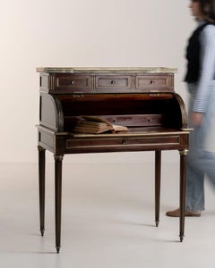 19th Century Louis XVI Roll-Top Desk in Dark Mahogany, France