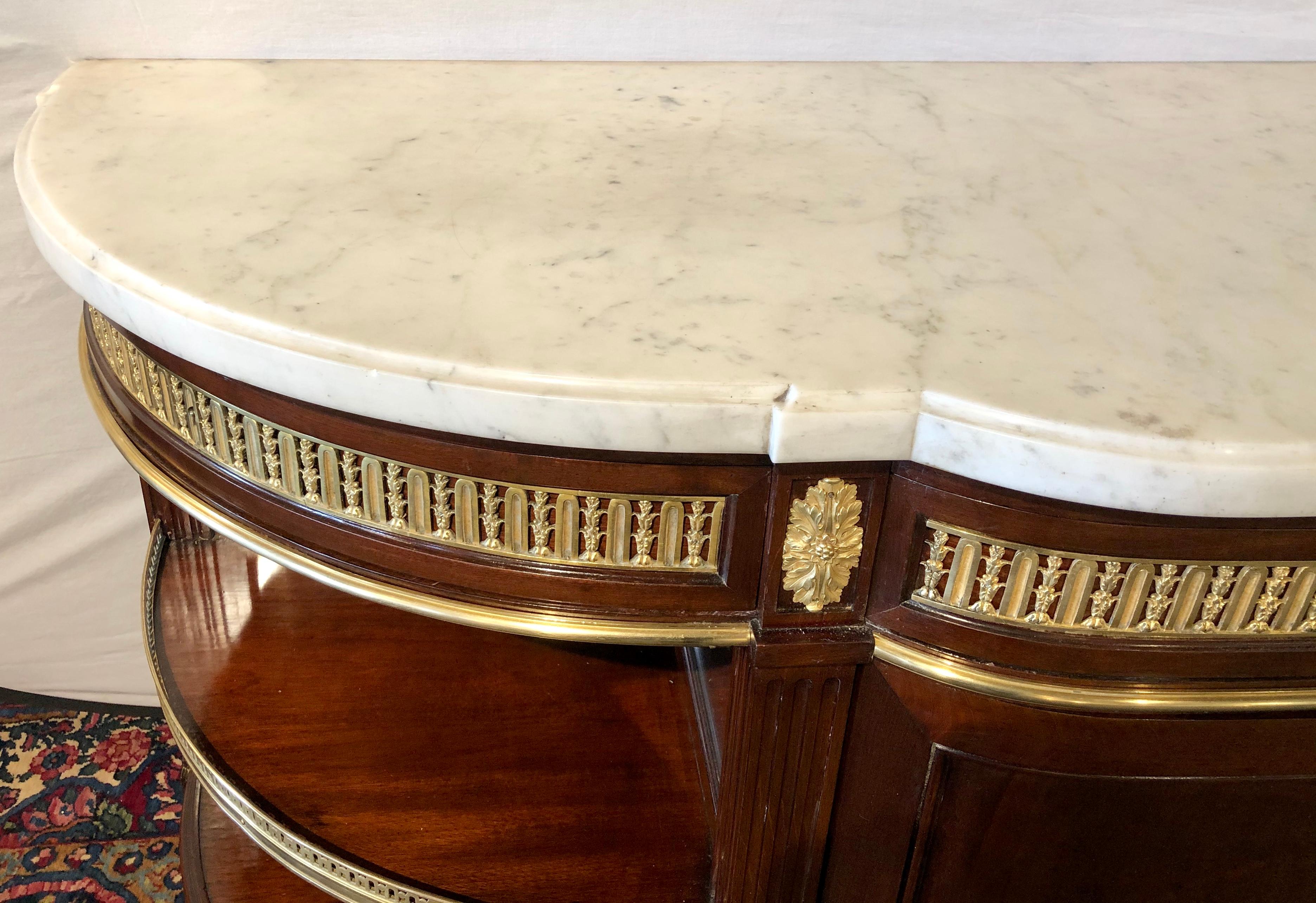 Marble 19th Century Louis XVI Sideboard, Cabinet or Console by Maison Forest, Mahogany