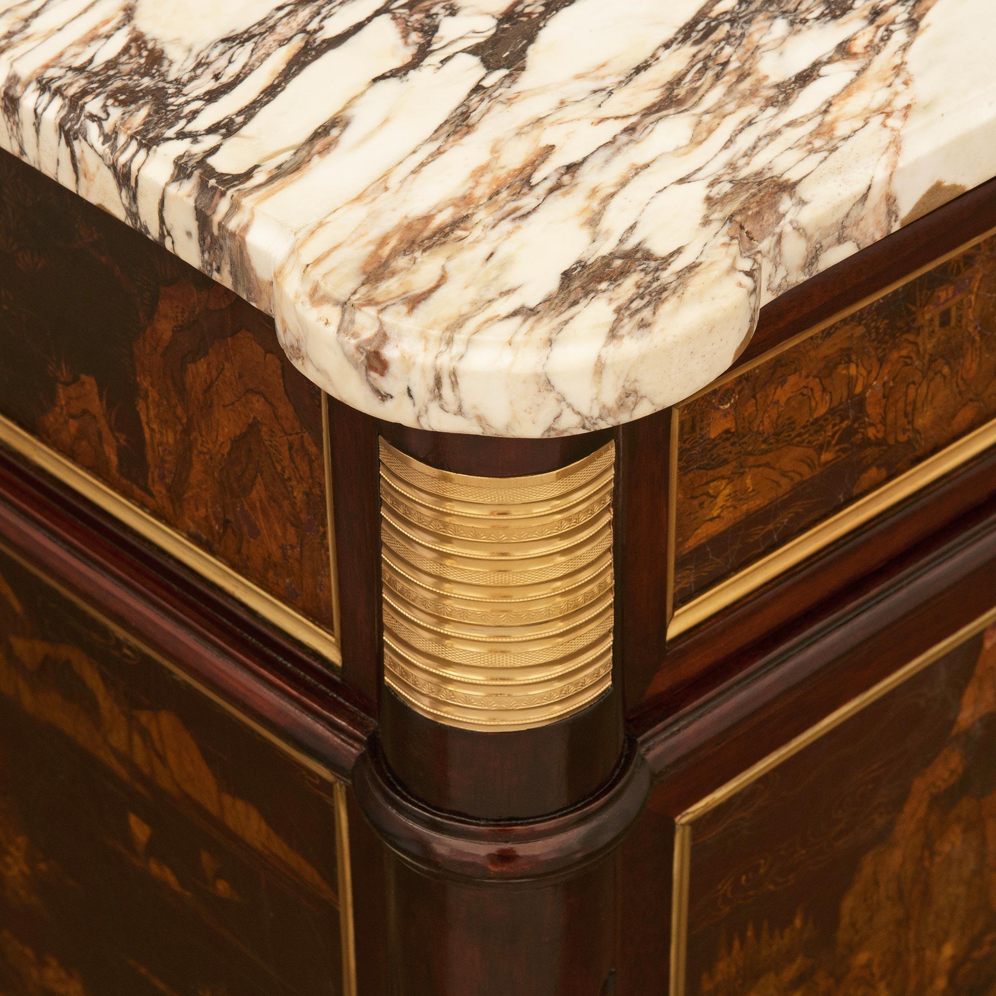 19th century Louis XVI st. Mahogany, Ormolu, Japanese Lacquer and marble buffet For Sale 1