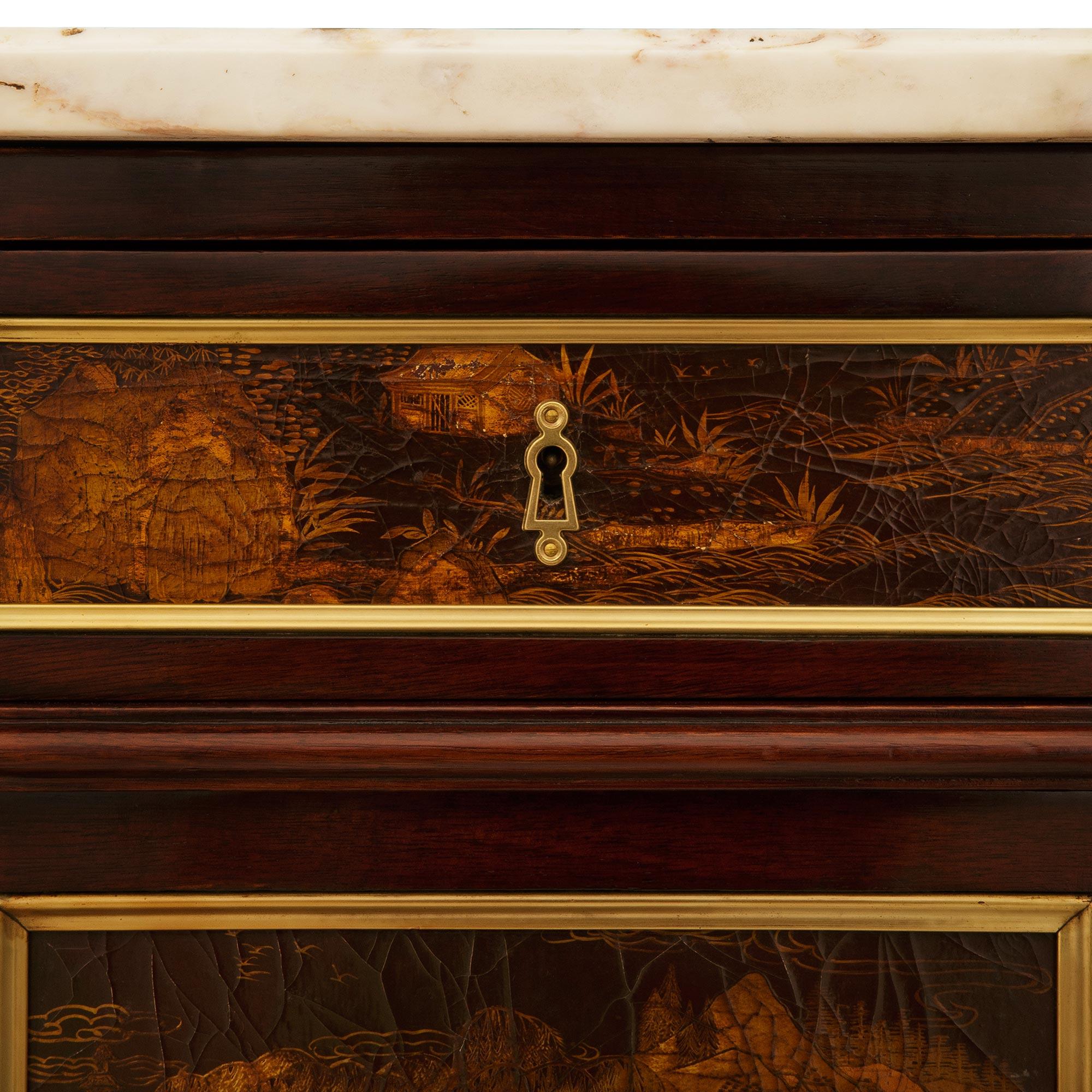 19th century Louis XVI st. Mahogany, Ormolu, Japanese Lacquer and marble buffet For Sale 2