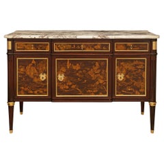 19th century Louis XVI st. Mahogany, Ormolu, Japanese Lacquer and marble buffet