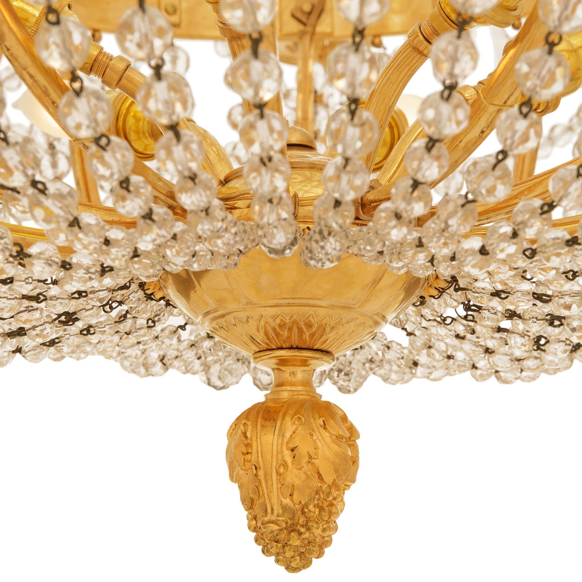19th century Louis XVI st. Ormolu and Baccarat Crystal chandelier For Sale 2