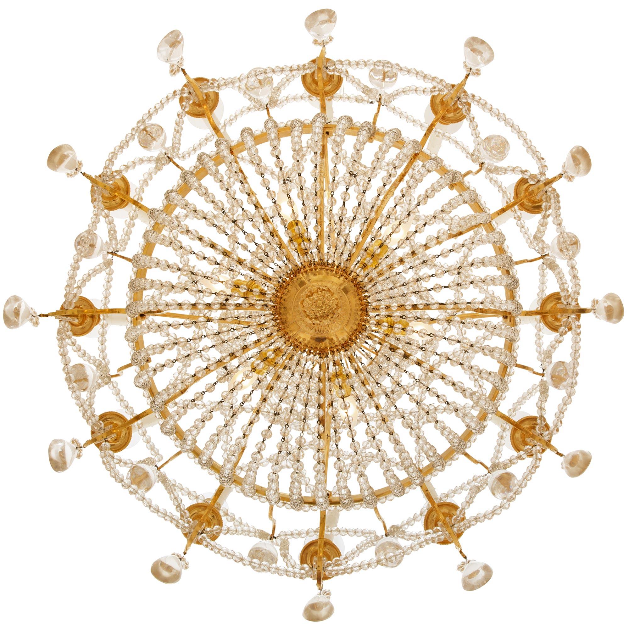 19th century Louis XVI st. Ormolu and Baccarat Crystal chandelier For Sale 3