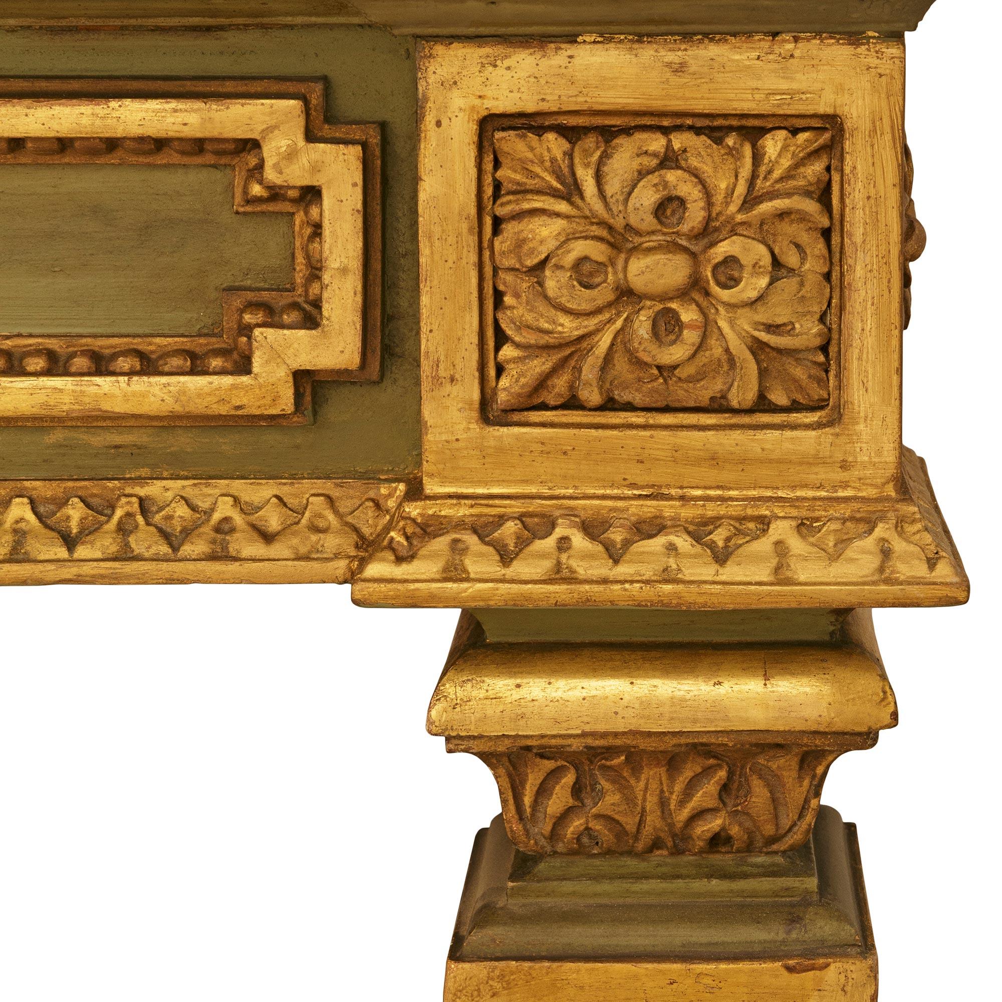 19th century Louis XVI st. patinated wood, faux marble, and Giltwood table In Good Condition For Sale In West Palm Beach, FL