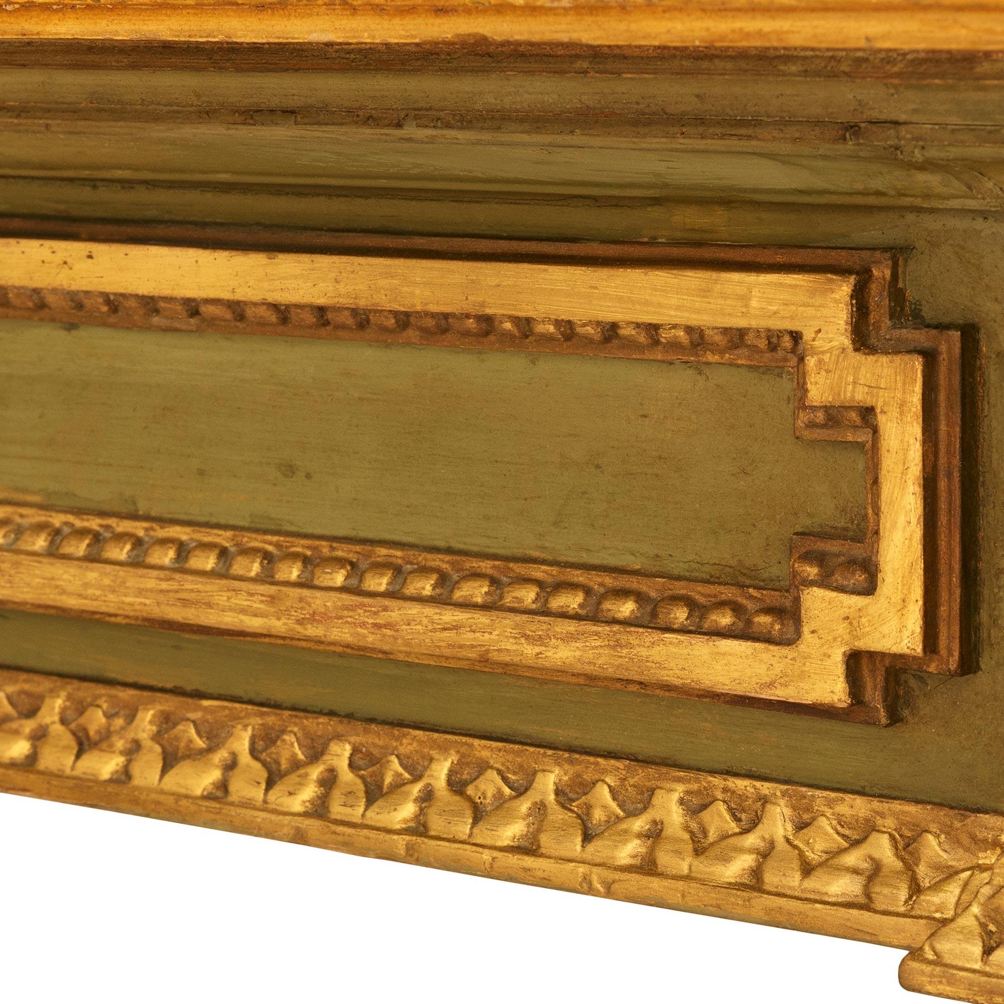19th Century 19th century Louis XVI st. patinated wood, faux marble, and Giltwood table For Sale