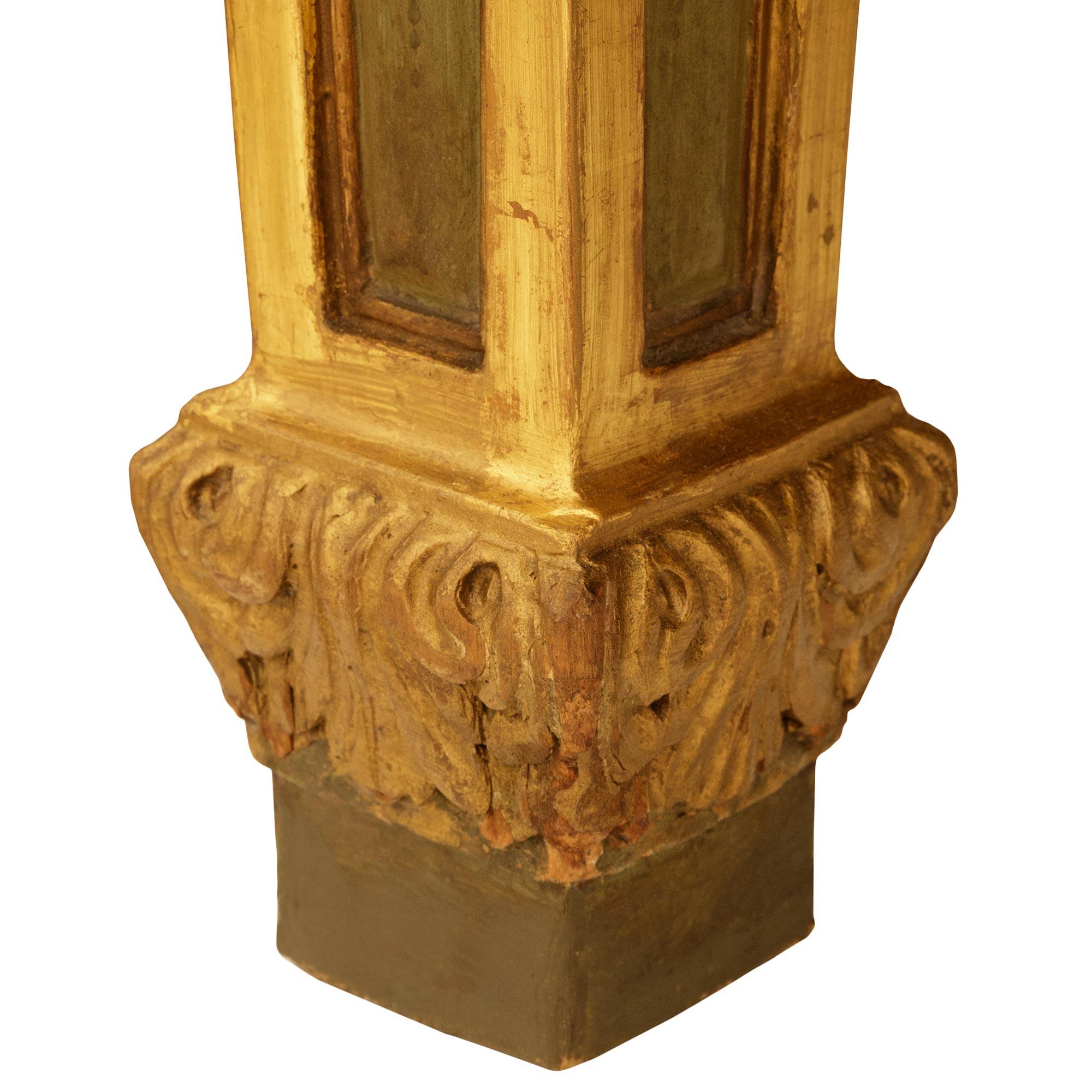 Marble 19th century Louis XVI st. patinated wood, faux marble, and Giltwood table For Sale