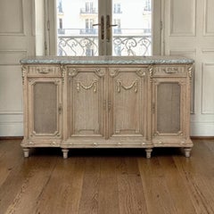 19th Century Louis XVI Stripped Oak and Ormolu Marble Top Buffet