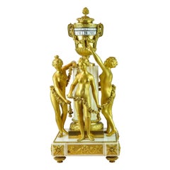 19th Century Louis XVI-Styl Ormolu and White Marble Mantel Clock