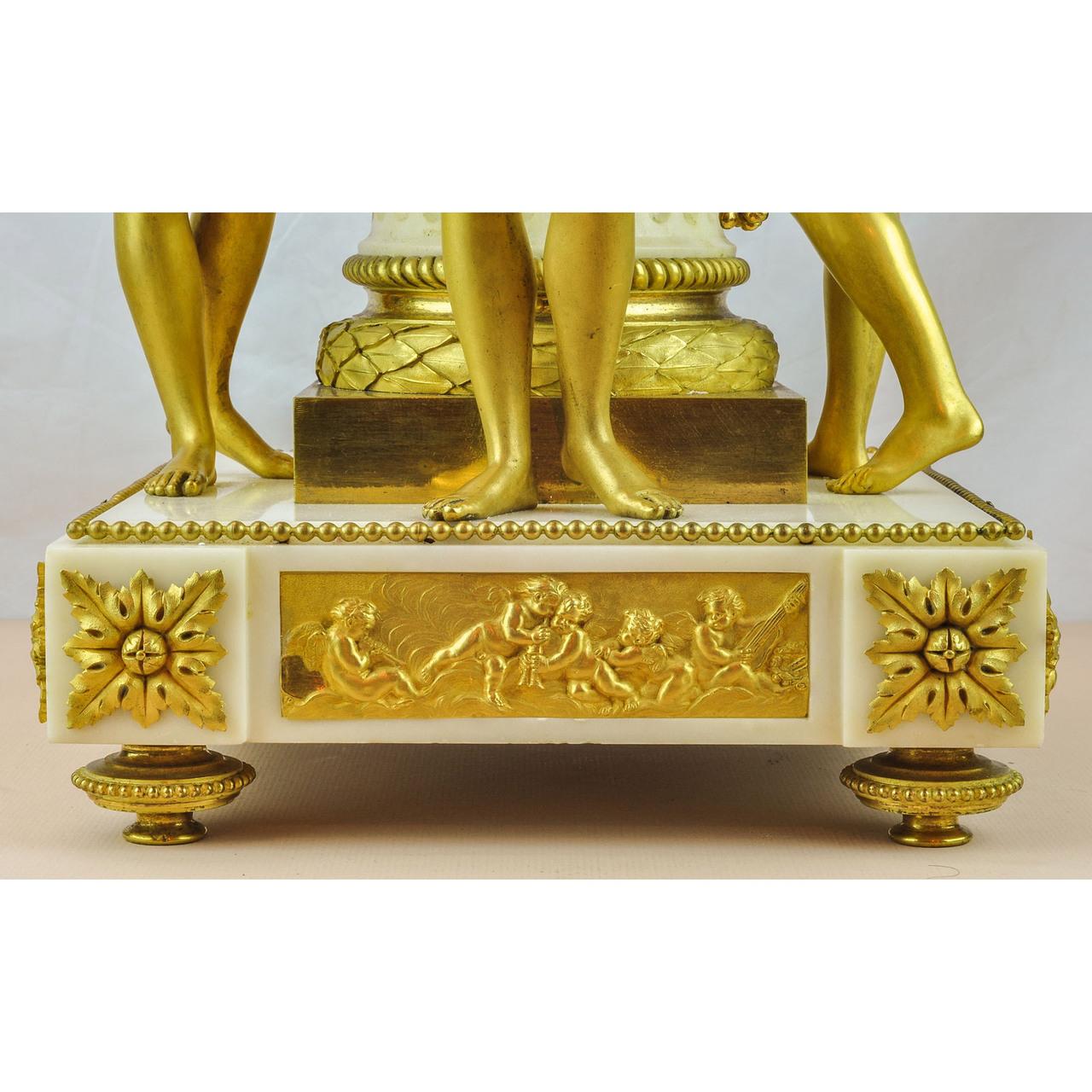 19th Century Louis XVI-Styl Ormolu and White Marble Mantel Clock In Good Condition For Sale In New York, NY