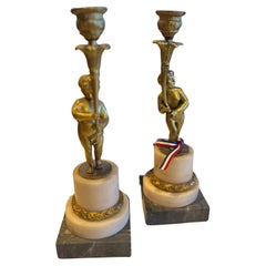 Portacandele in bronzo stile Luigi XVI del XIX secolo