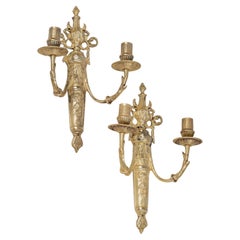Antique 19th Century Louis XVI Style Bronze Candle Sconces