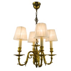19th Century Louis XVI Style Bronze Four-Light Chandelier, Late 19th Century