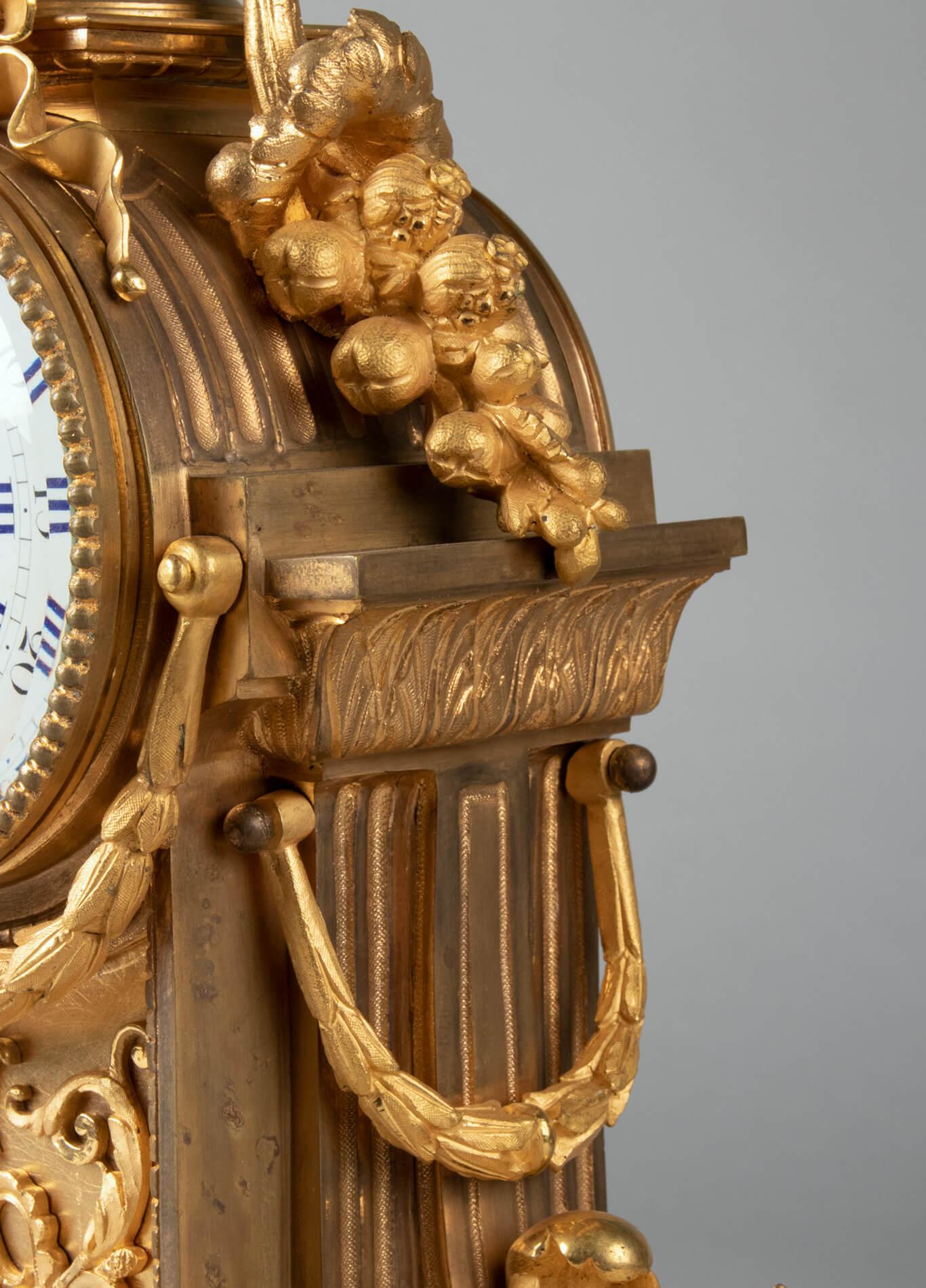 18th Century Louis XVI Style Bronze Ormolu Mantel Clock 8