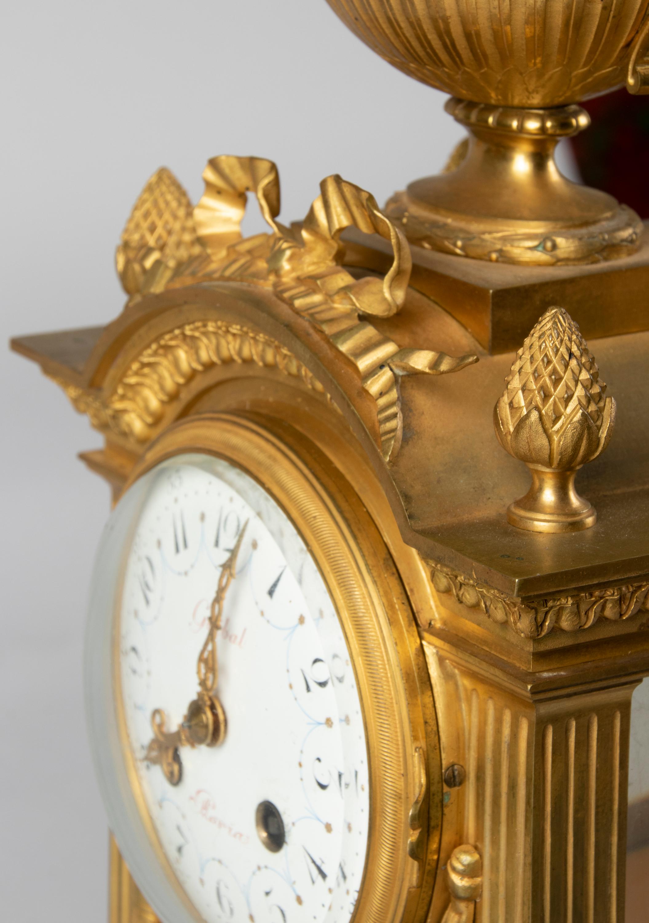 19th Century Louis XVI Style Bronze Ormolu Mantel Clock 7