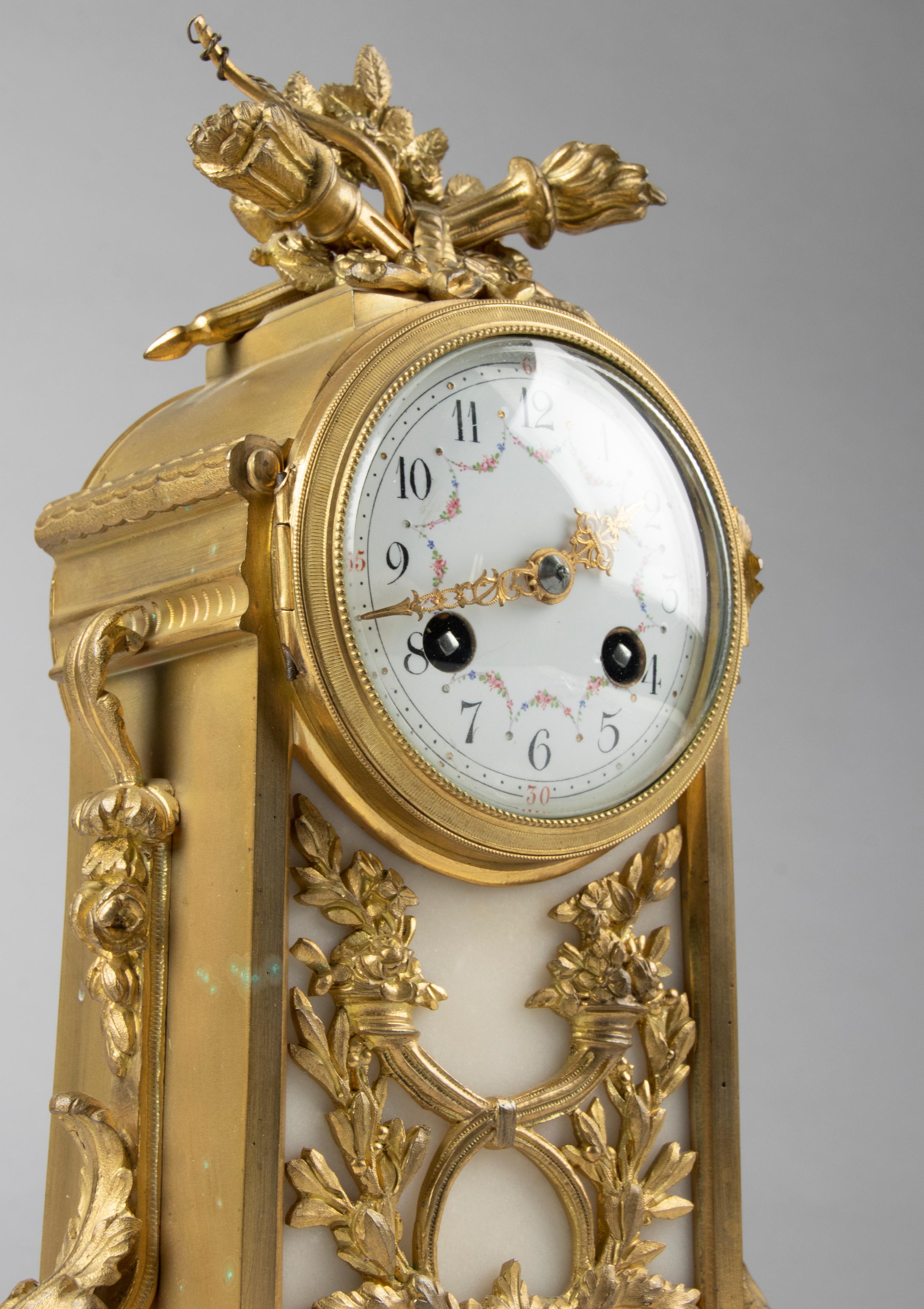 19th Century Louis XVI Style Bronze Ormolu Mantel Clock 11