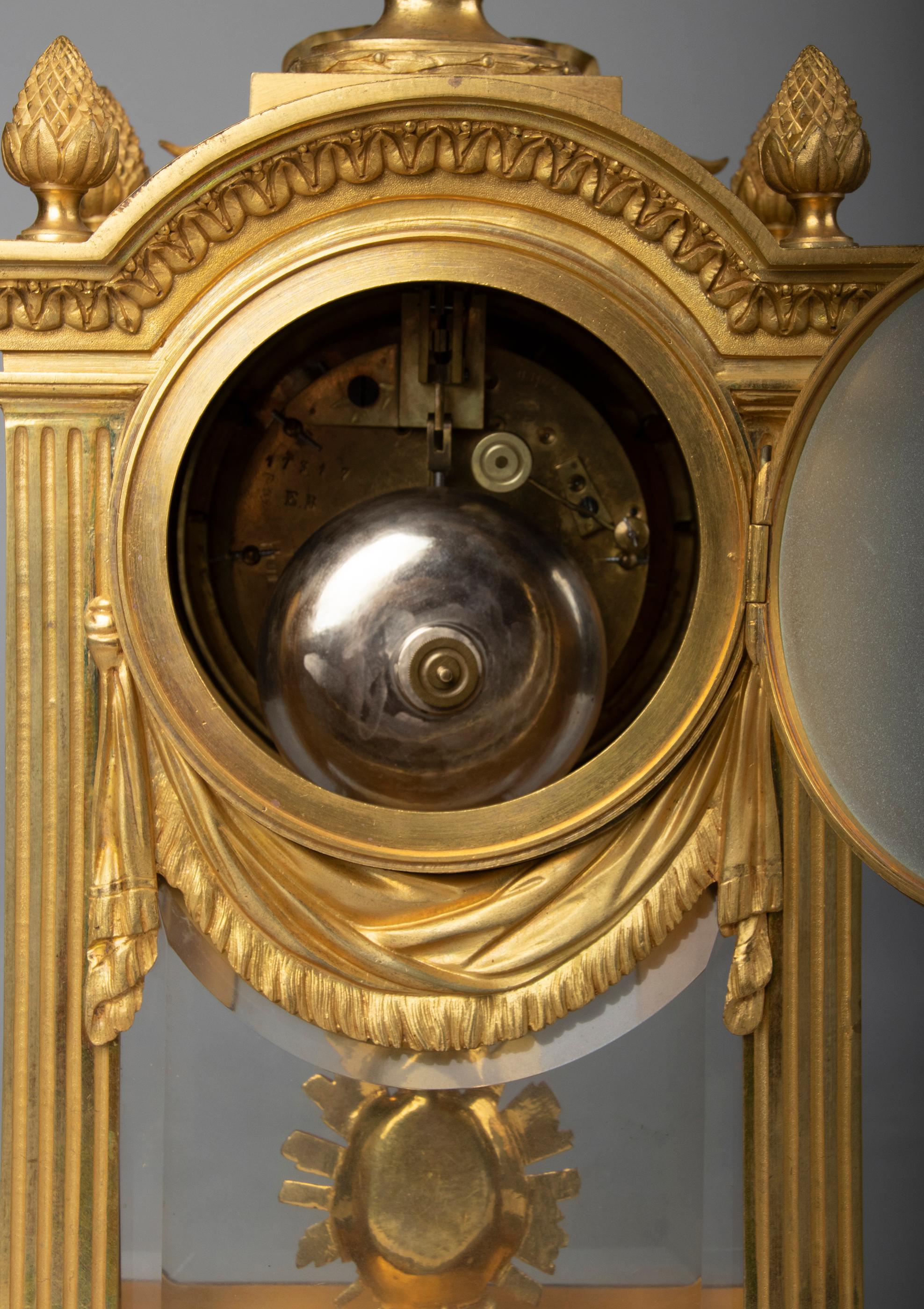 19th Century Louis XVI Style Bronze Ormolu Mantel Clock 12