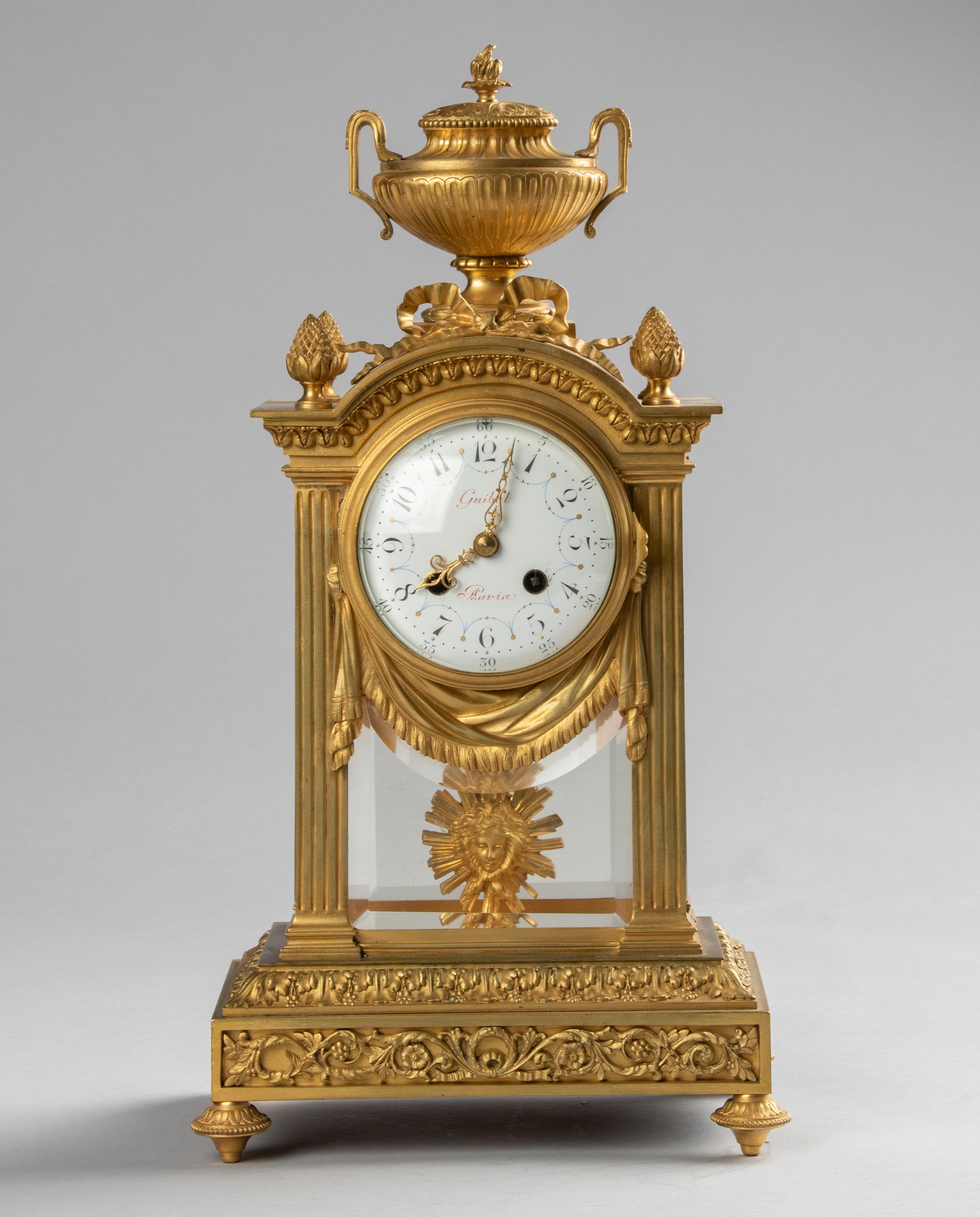 Napoleon III 19th Century Louis XVI Style Bronze Ormolu Mantel Clock