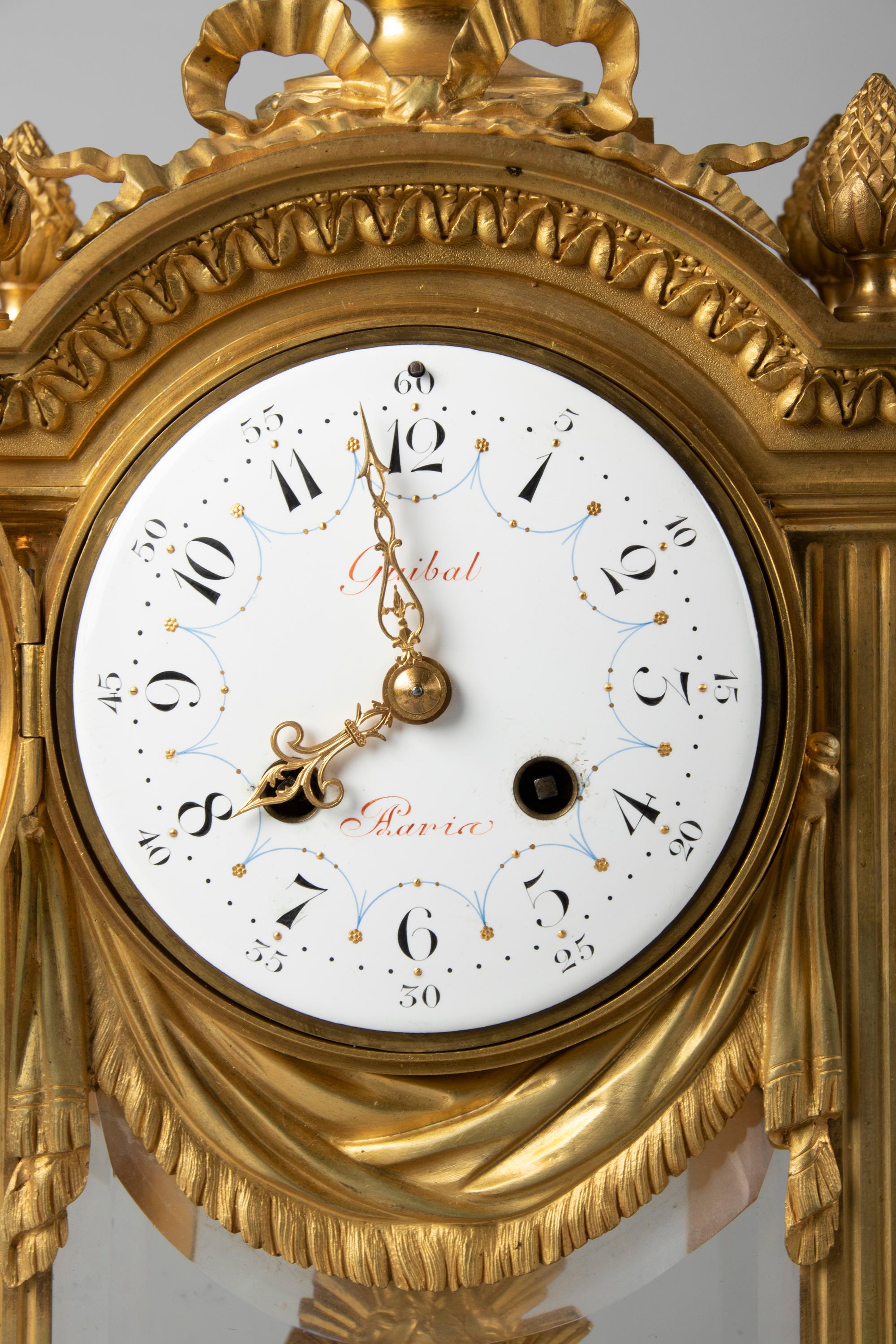 French 19th Century Louis XVI Style Bronze Ormolu Mantel Clock