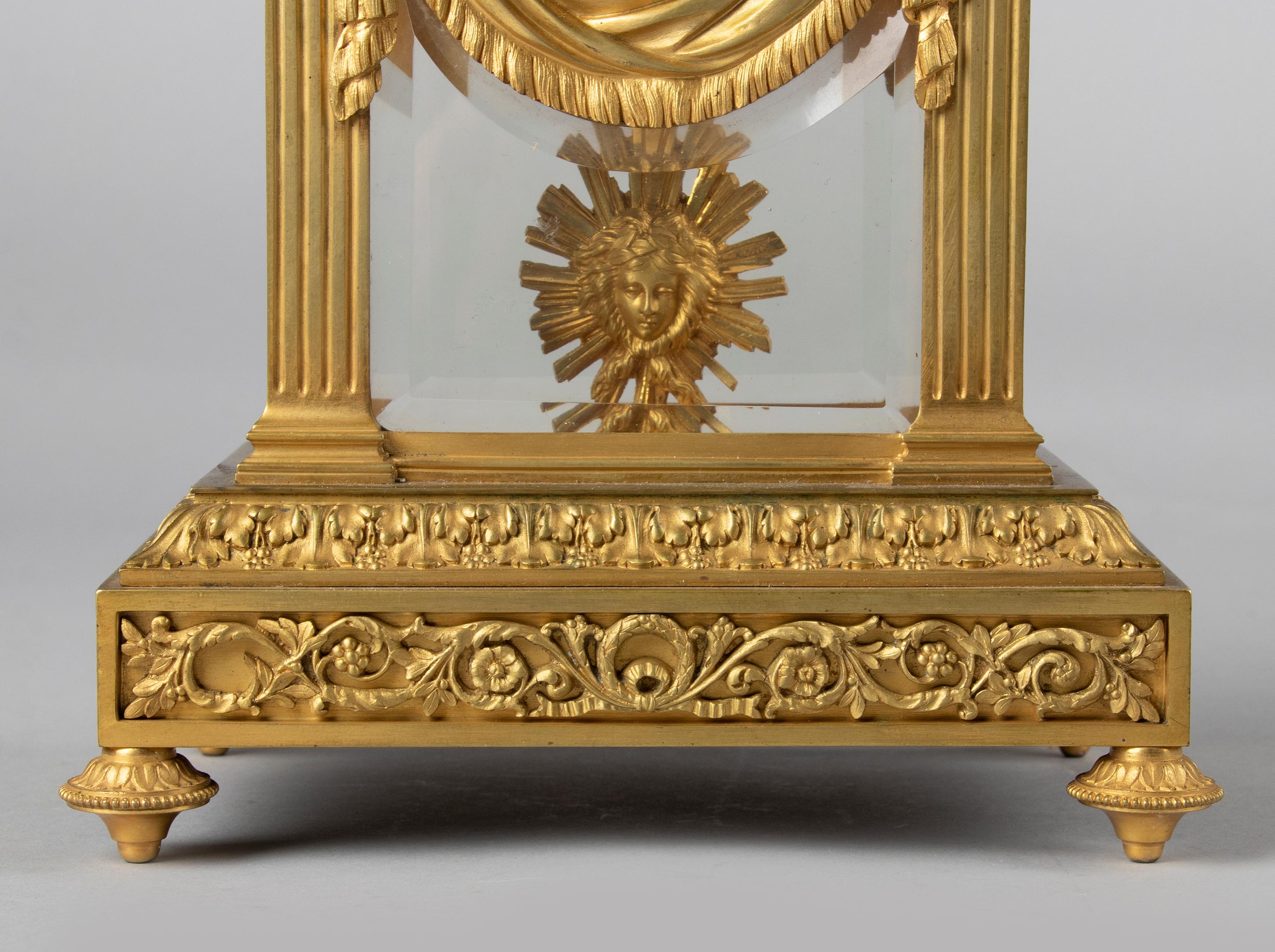 Gilt 19th Century Louis XVI Style Bronze Ormolu Mantel Clock