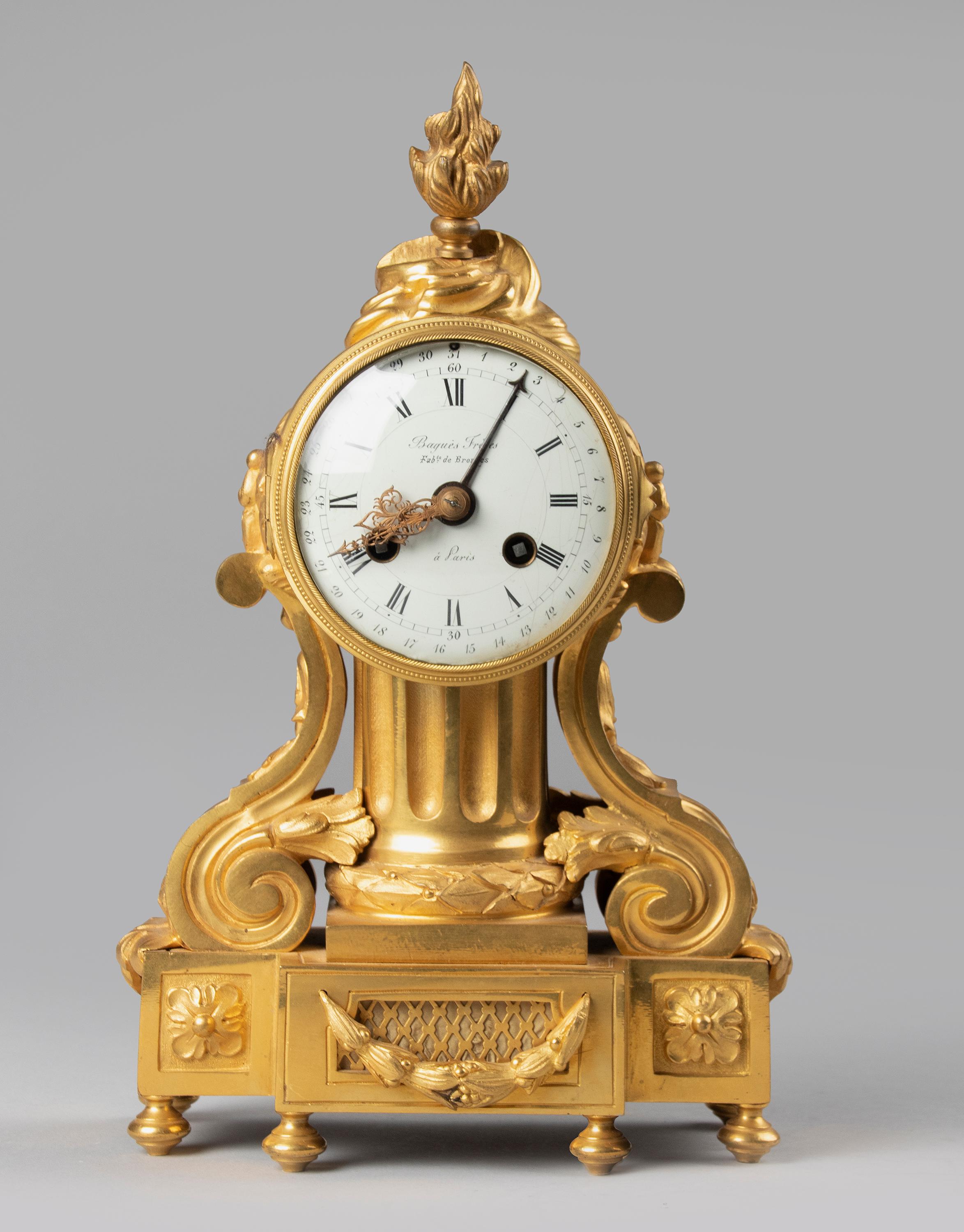Cast 19th Century Louis XVI Style Bronze Ormolu Mantel Clock