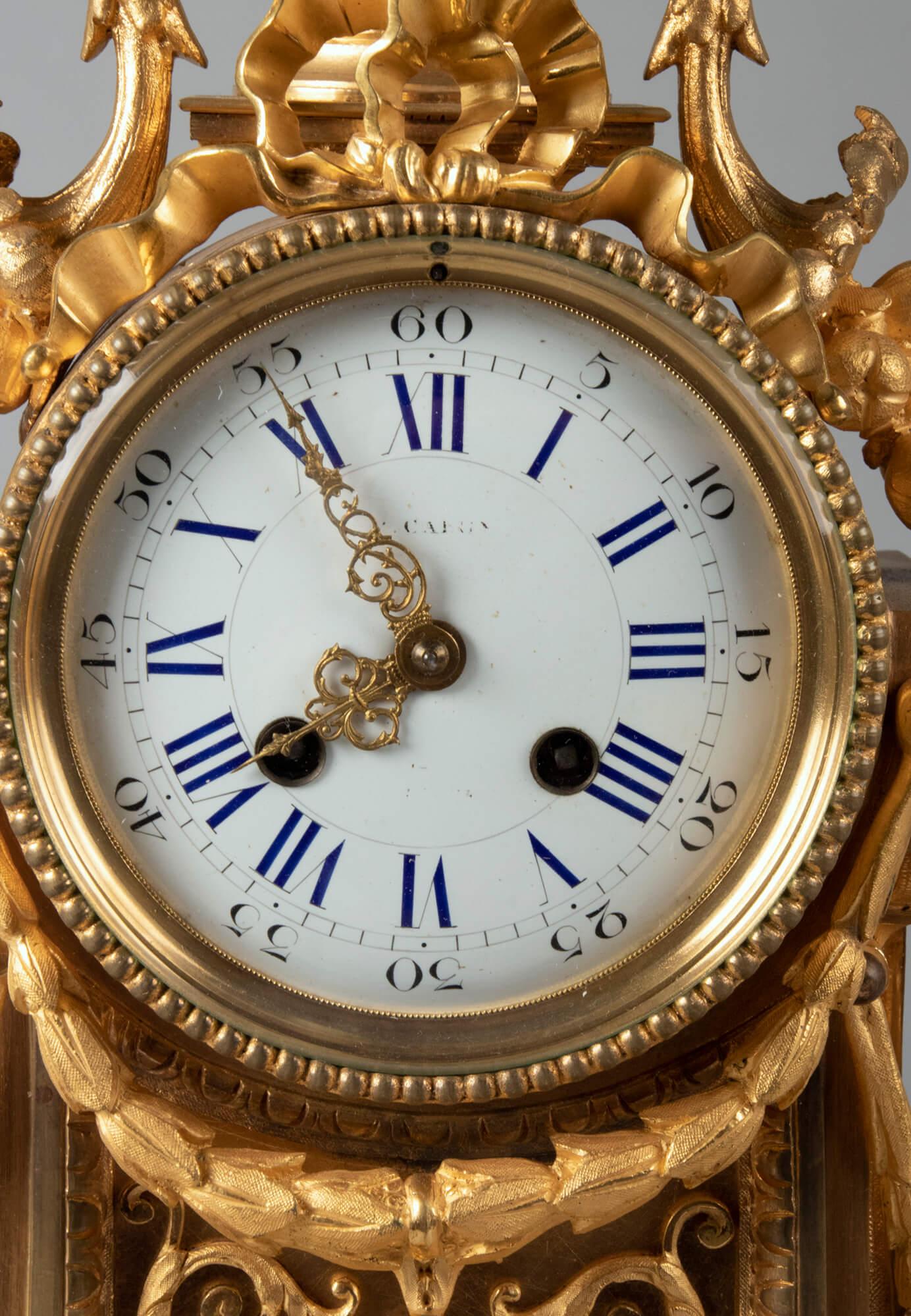 18th Century Louis XVI Style Bronze Ormolu Mantel Clock 1
