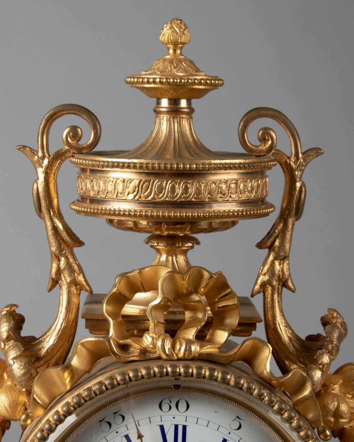 18th Century Louis XVI Style Bronze Ormolu Mantel Clock 2