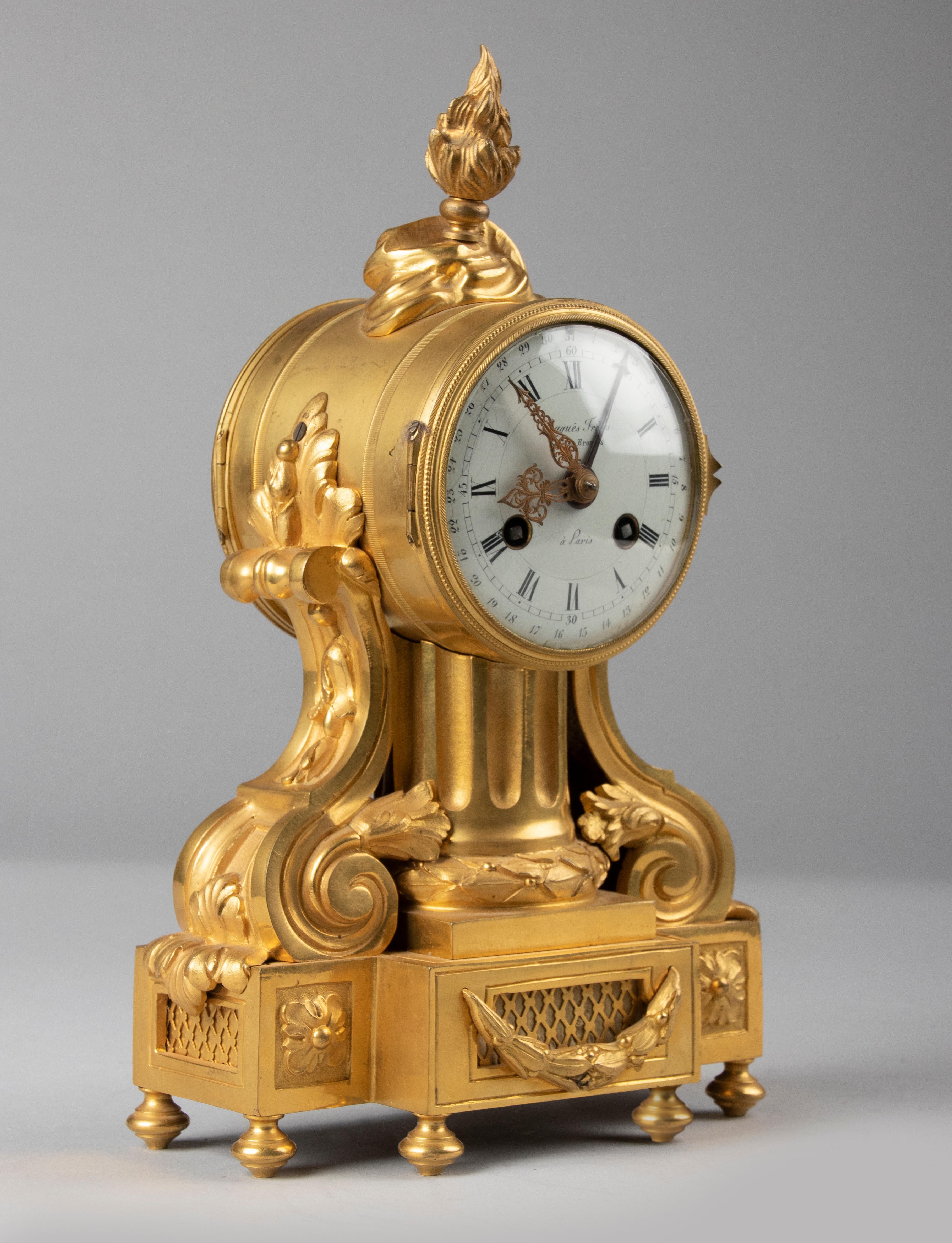 19th Century Louis XVI Style Bronze Ormolu Mantel Clock 2