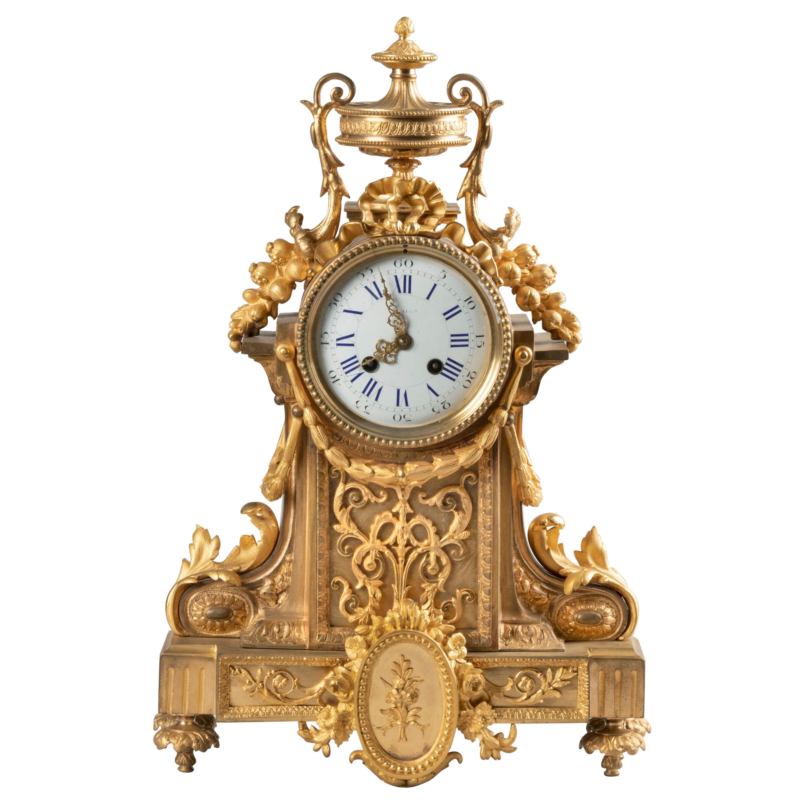 18th Century Louis XVI Style Bronze Ormolu Mantel Clock