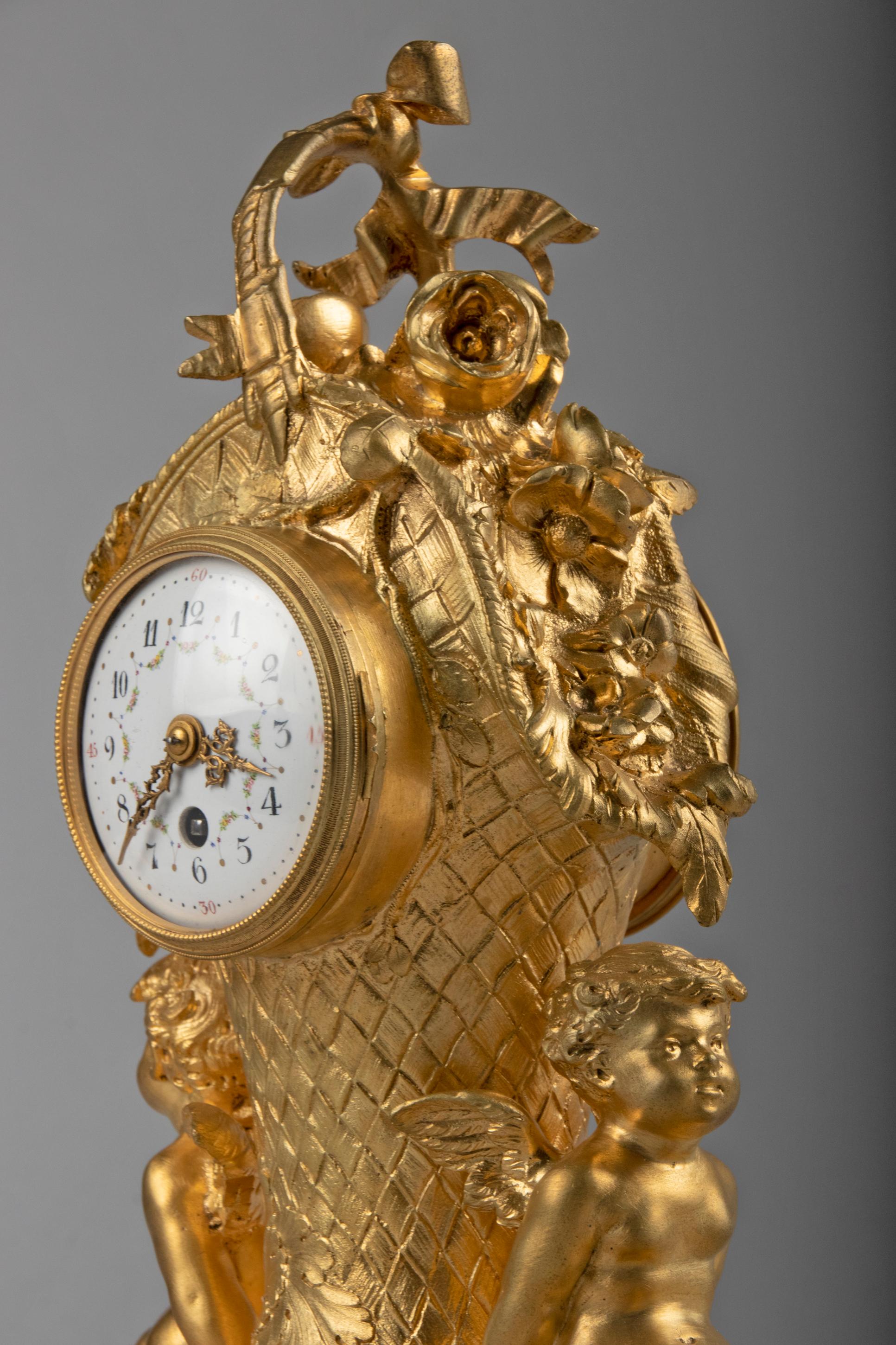 19th Century Louis XVI Style Bronze Ormolu Mantel Clock Garniture For Sale 2